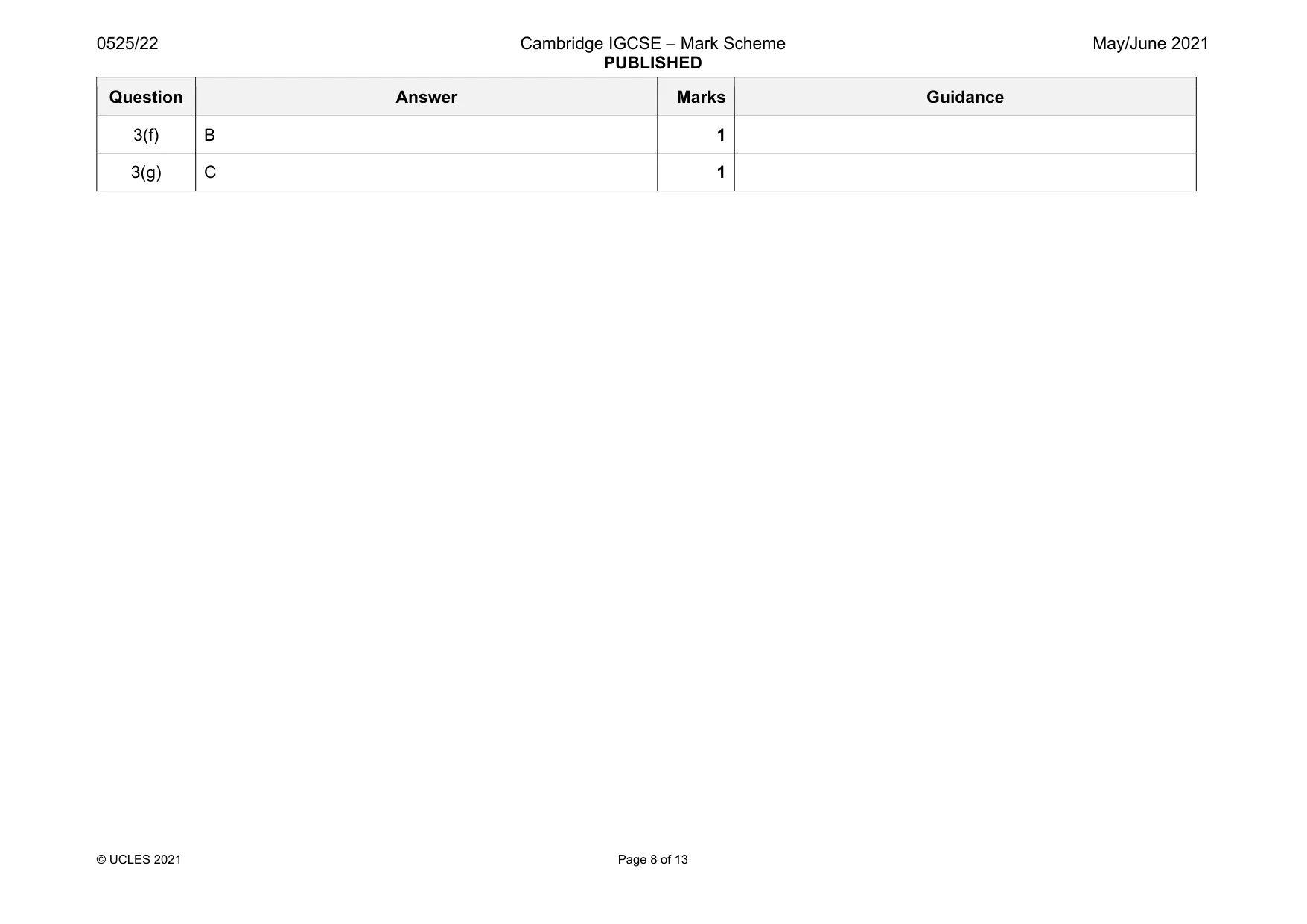 Mark scheme, page 8 of 13