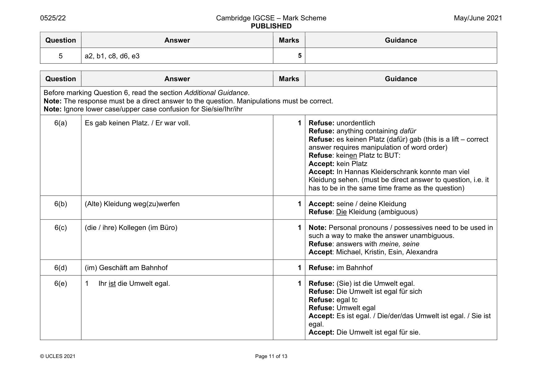 Mark scheme, page 11 of 13