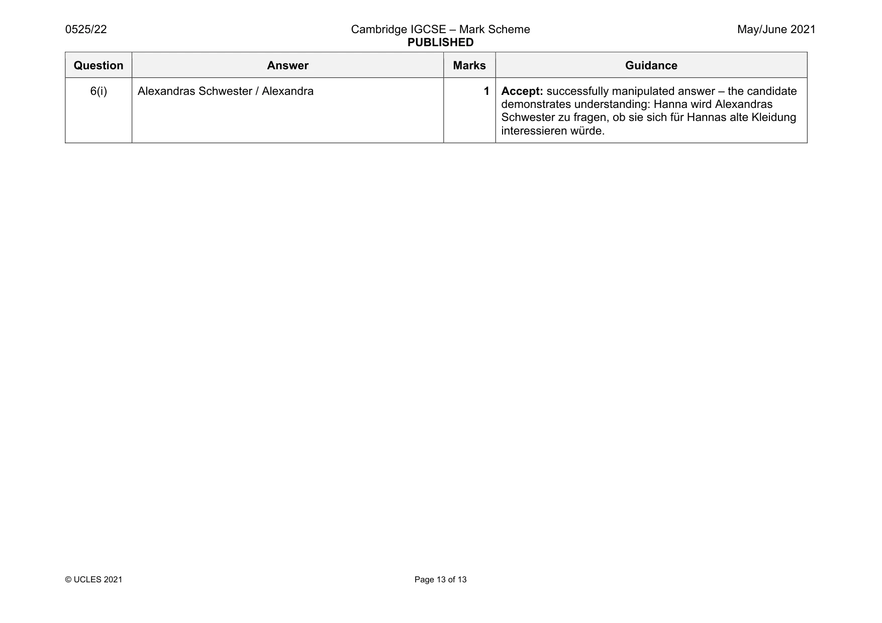Mark scheme, page 13 of 13