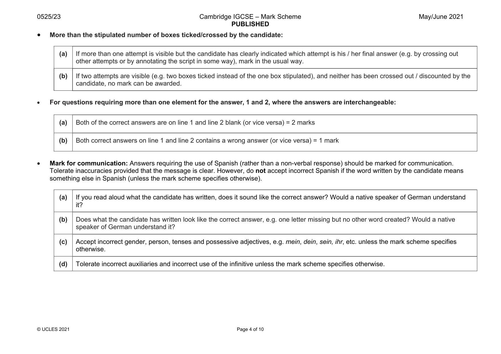 Mark scheme, page 4 of 10