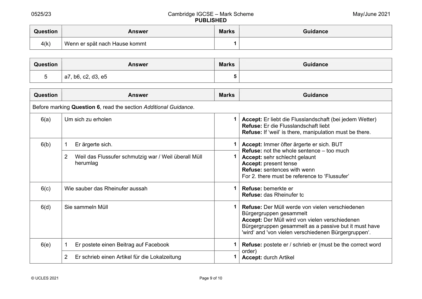 Mark scheme, page 9 of 10