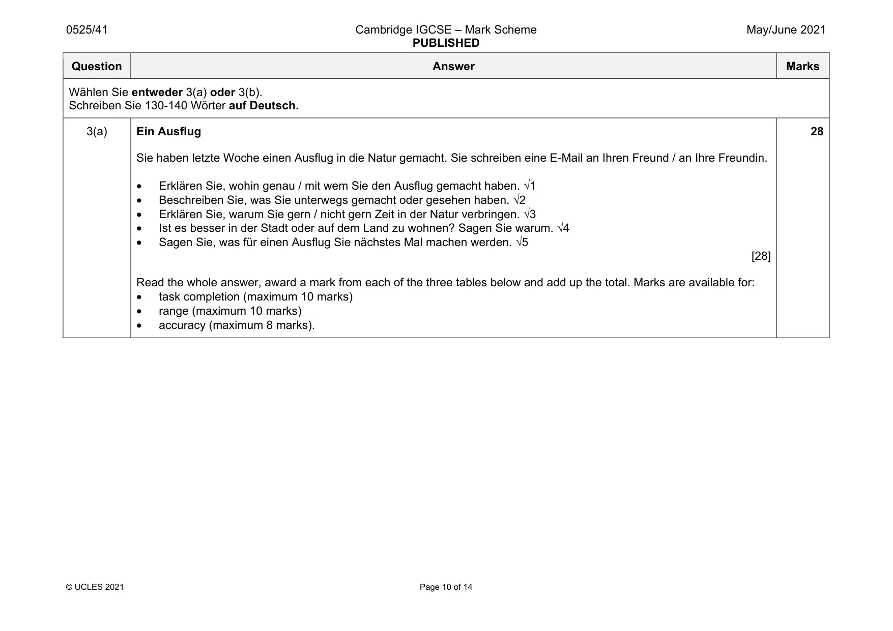 Mark scheme, page 10 of 14
