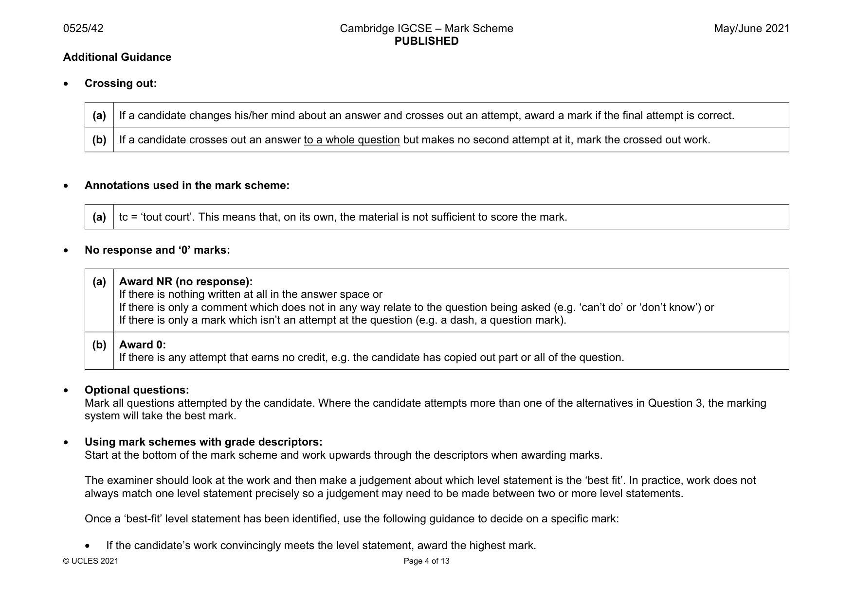 Mark scheme, page 4 of 13