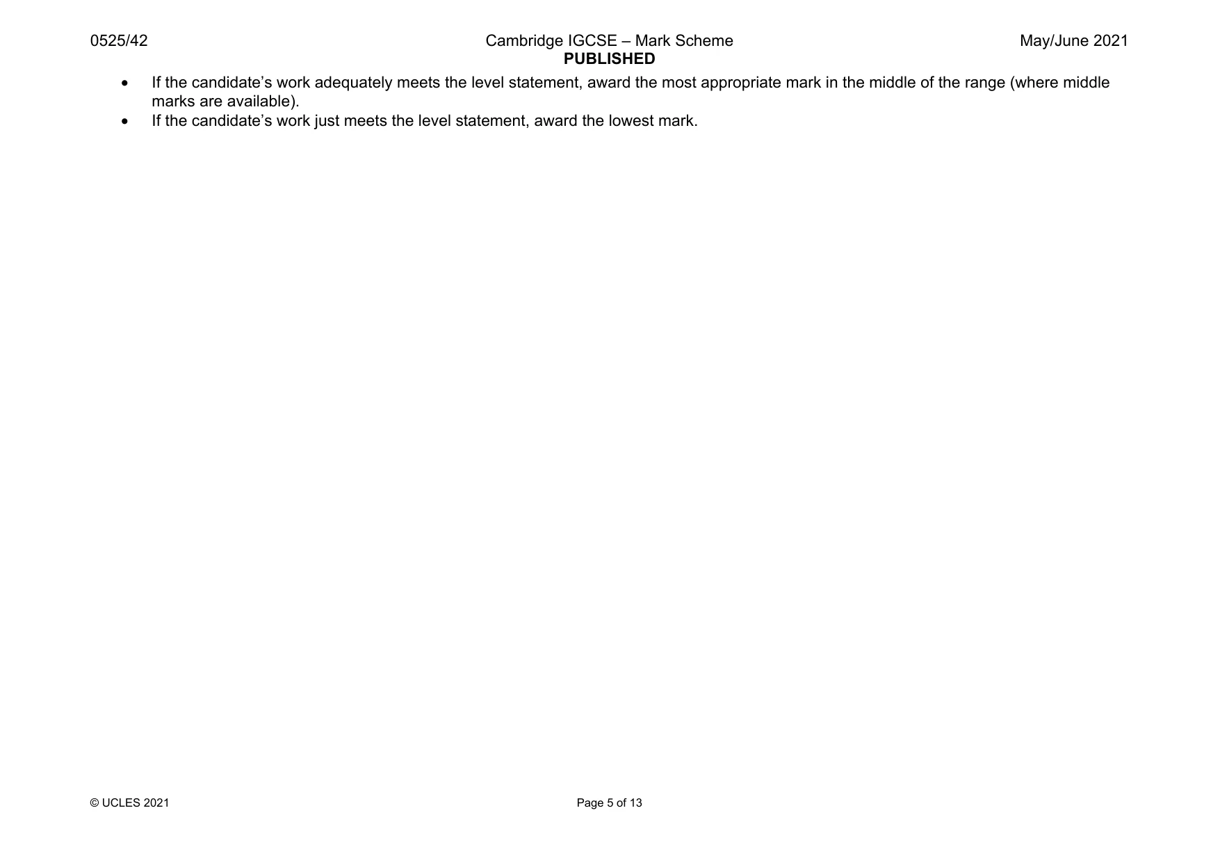 Mark scheme, page 5 of 13