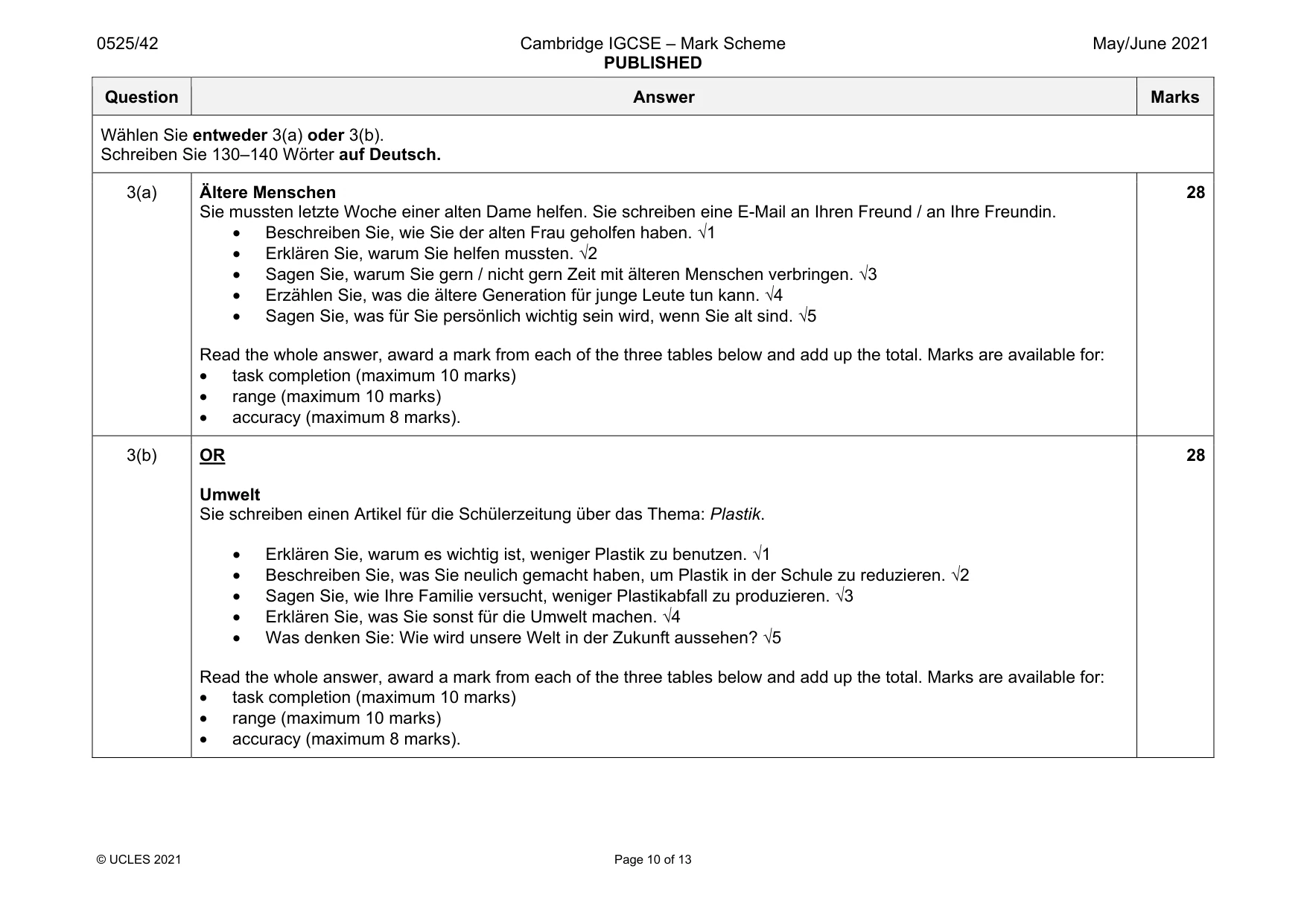 Mark scheme, page 10 of 13