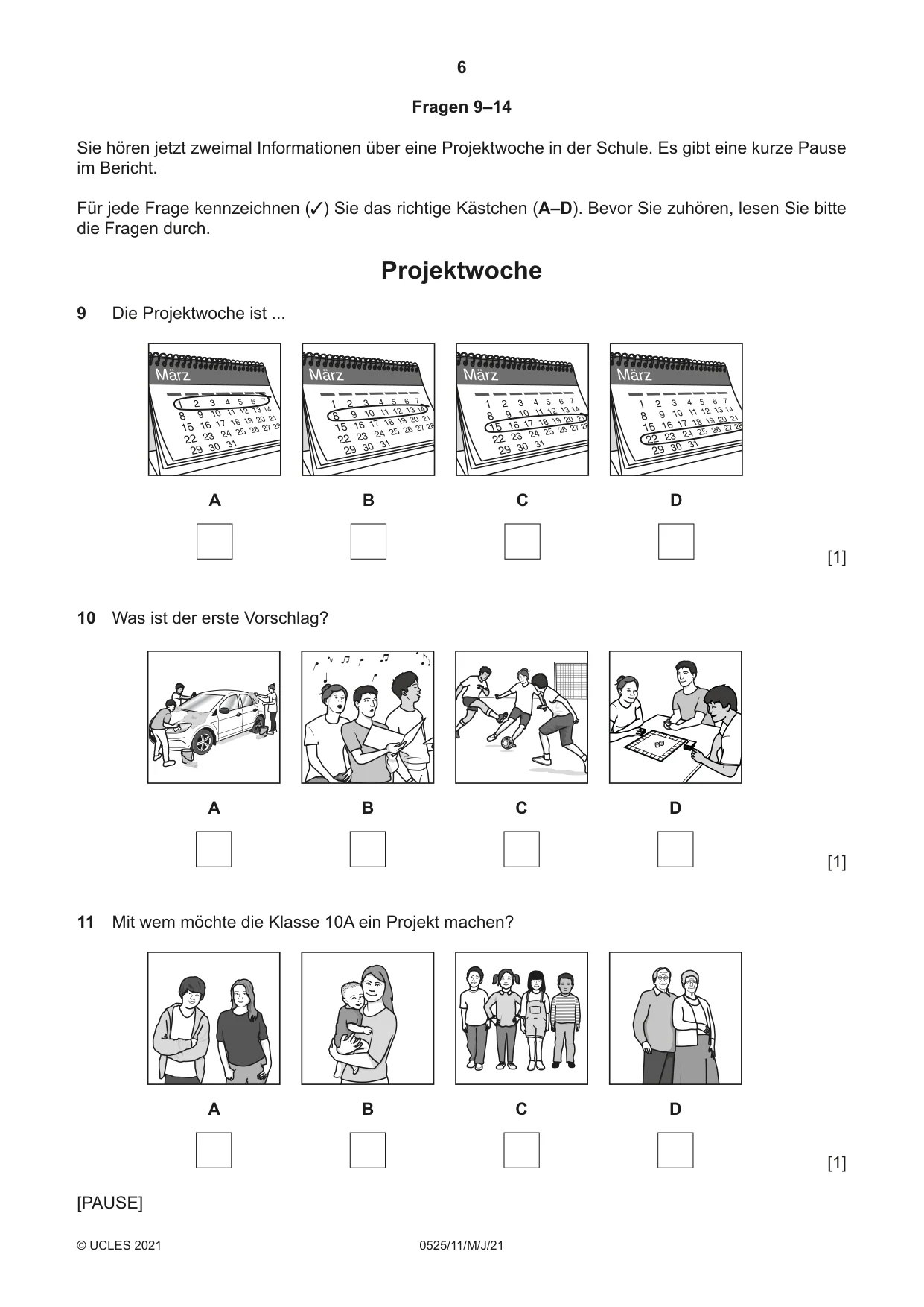 Cambridge IGCSE German - Foreign Language 0525 2021 May/June Paper 1 · Variant 1 question paper, page 6 of 16
