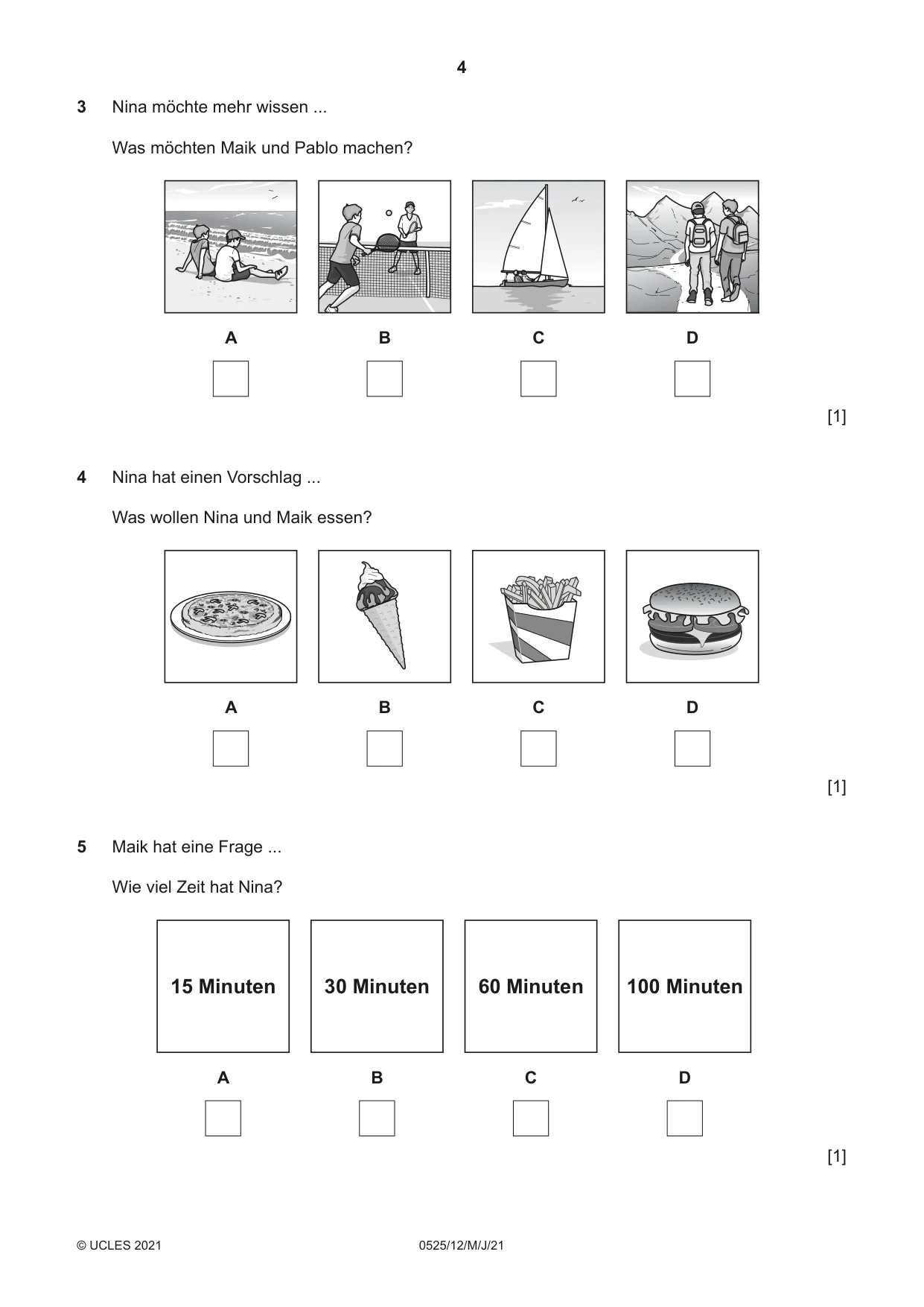 Cambridge IGCSE German - Foreign Language 0525 2021 May/June Paper 1 · Variant 2 question paper, page 4 of 16
