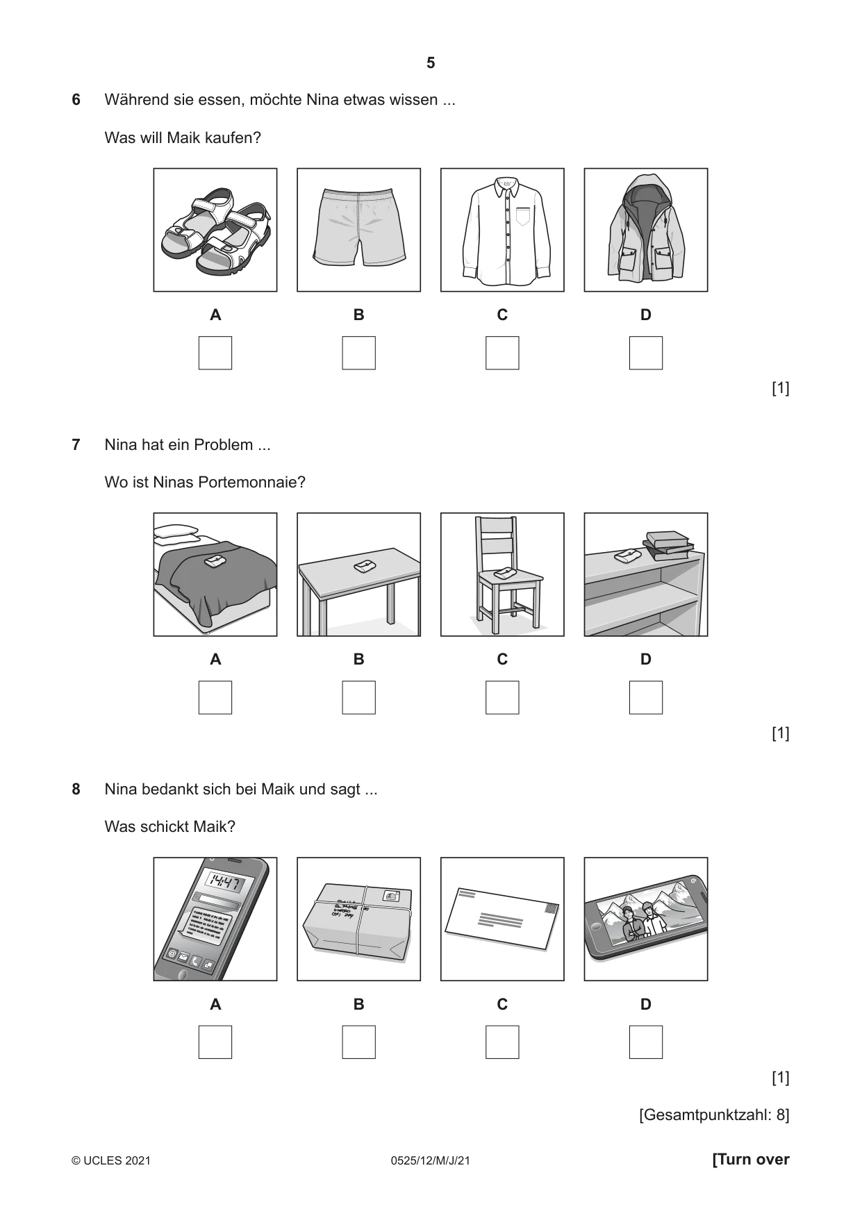 Cambridge IGCSE German - Foreign Language 0525 2021 May/June Paper 1 · Variant 2 question paper, page 5 of 16