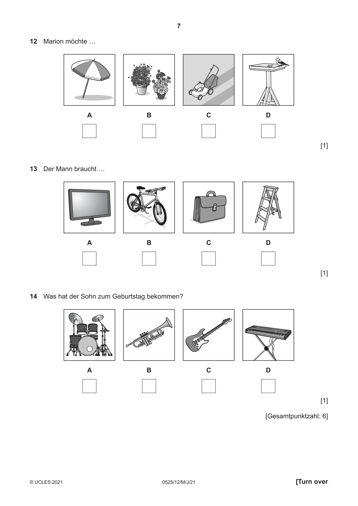 Cambridge IGCSE German - Foreign Language 0525 2021 May/June Paper 1 · Variant 2 question paper, page 7 of 16