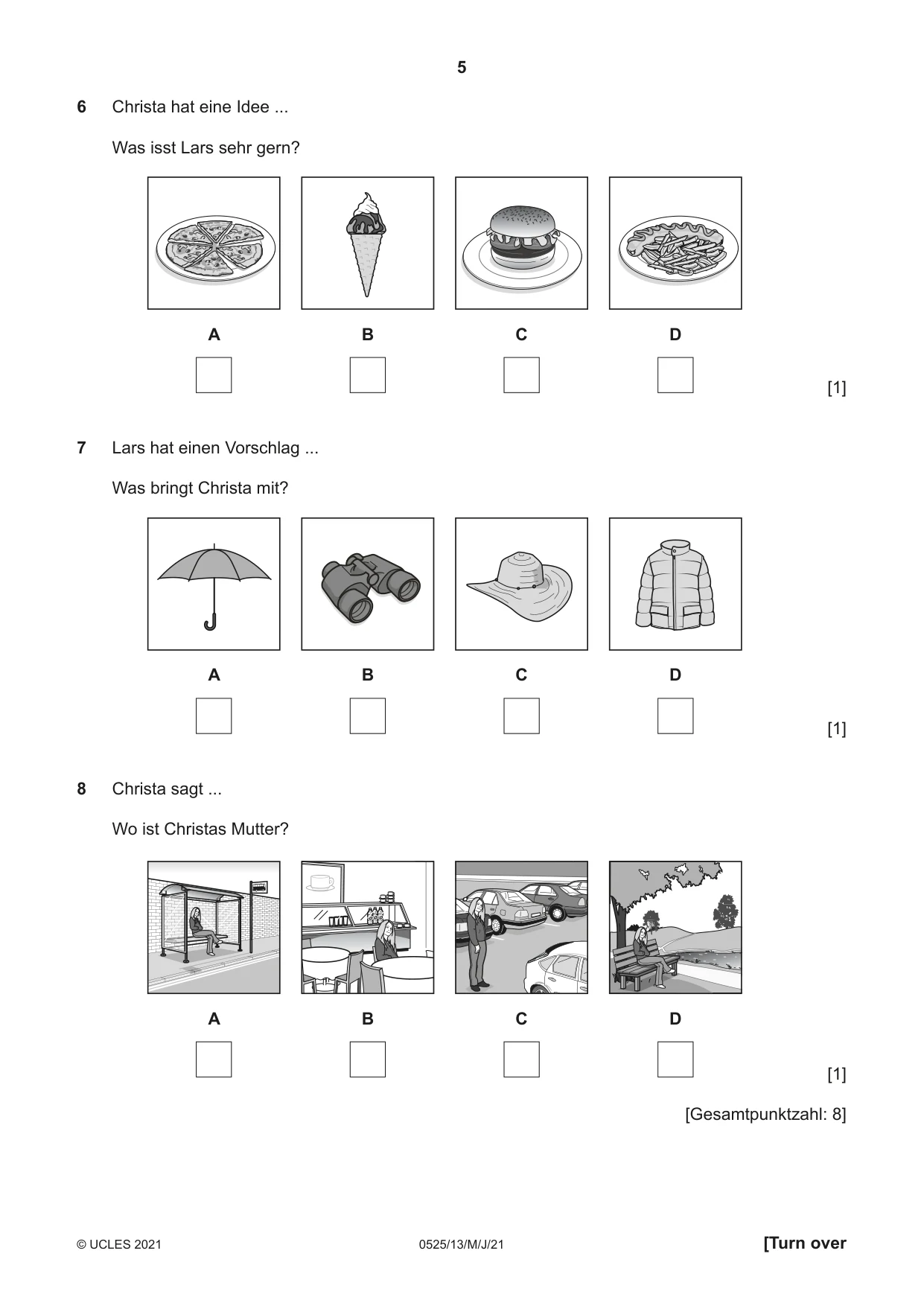 Cambridge IGCSE German - Foreign Language 0525 2021 May/June Paper 1 · Variant 3 question paper, page 5 of 16
