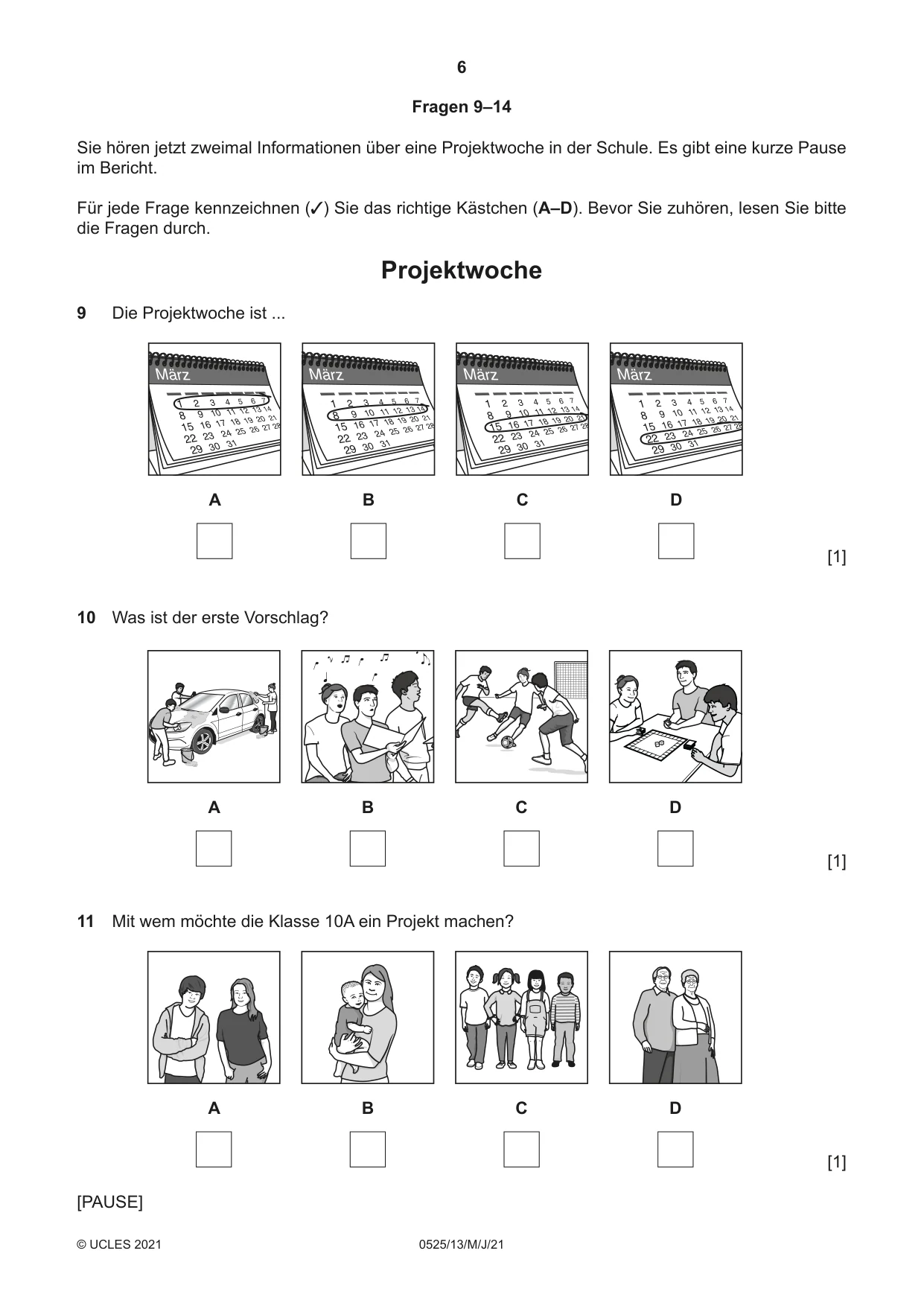 Cambridge IGCSE German - Foreign Language 0525 2021 May/June Paper 1 · Variant 3 question paper, page 6 of 16