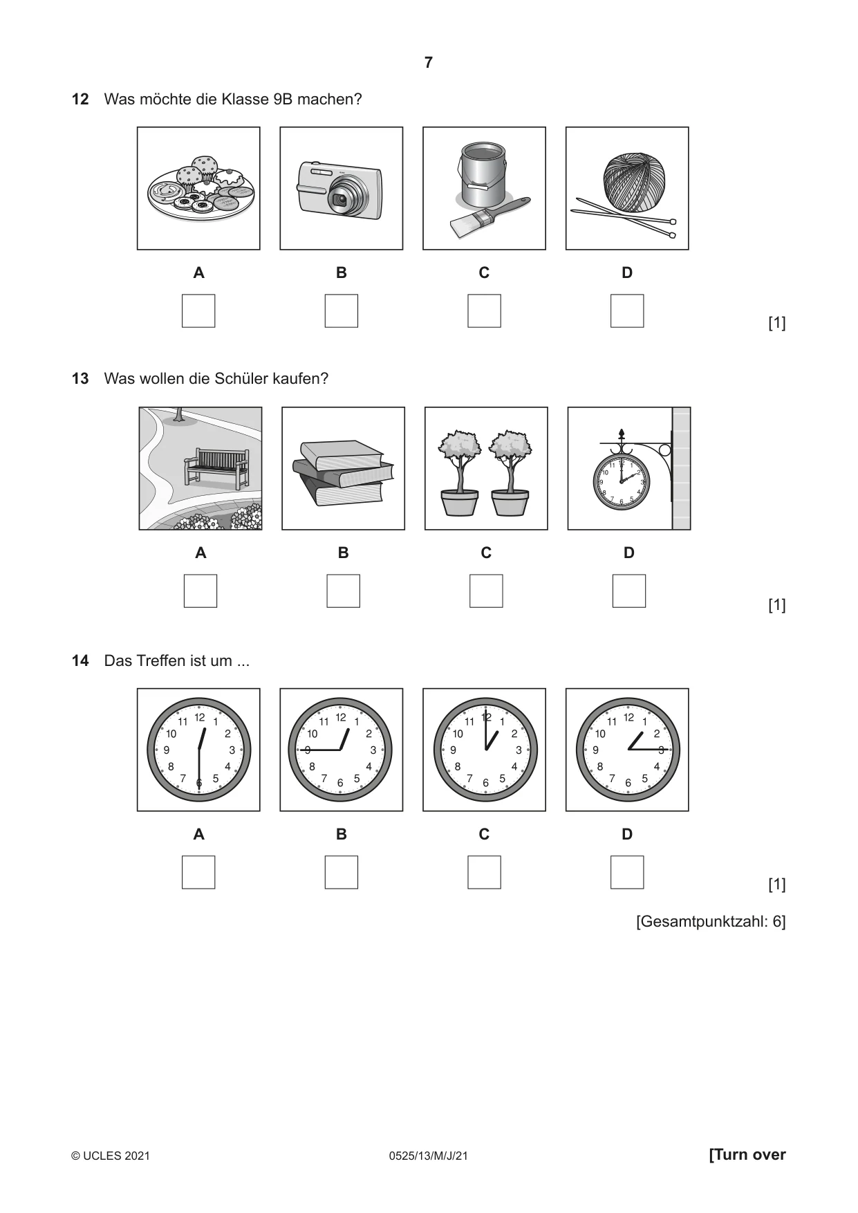 Cambridge IGCSE German - Foreign Language 0525 2021 May/June Paper 1 · Variant 3 question paper, page 7 of 16