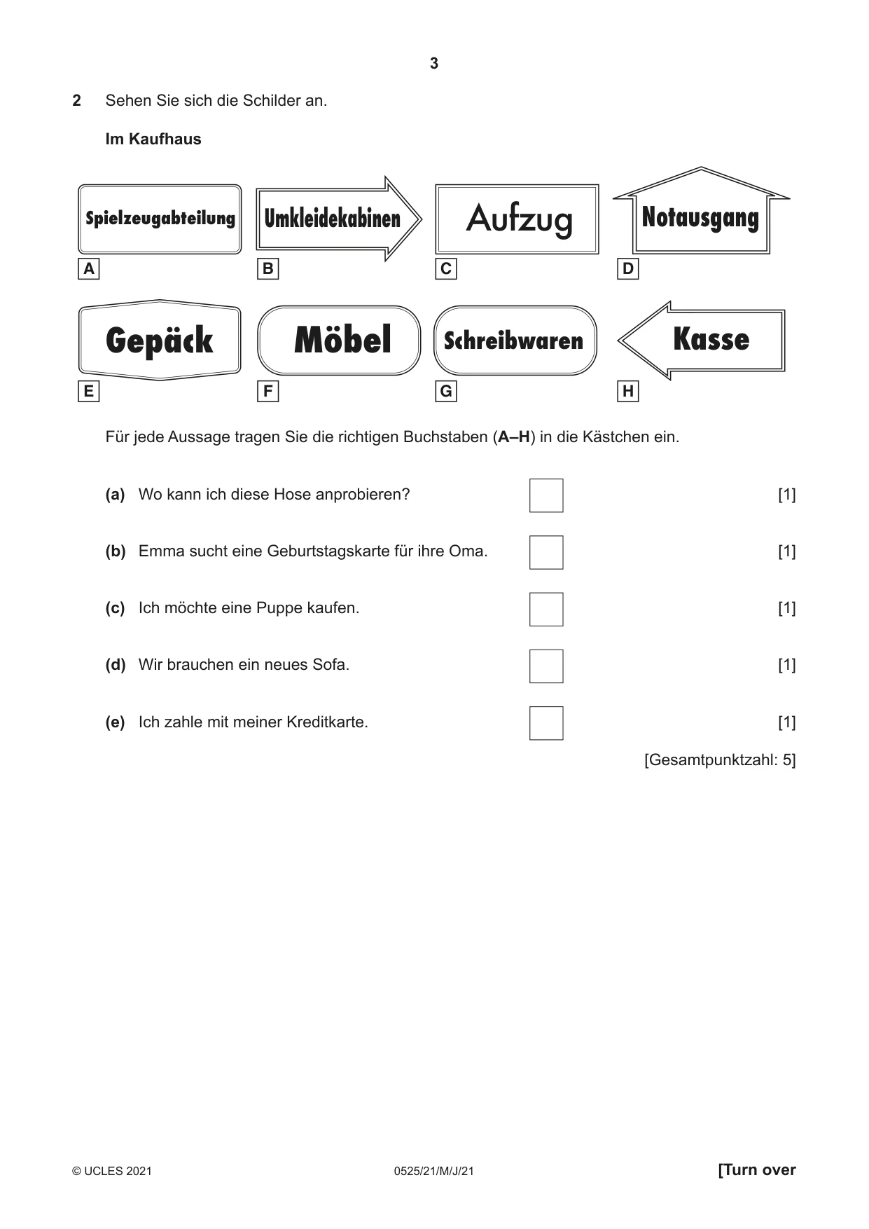 Cambridge IGCSE German - Foreign Language 0525 2021 May/June Paper 2 · Variant 1 question paper, page 3 of 12