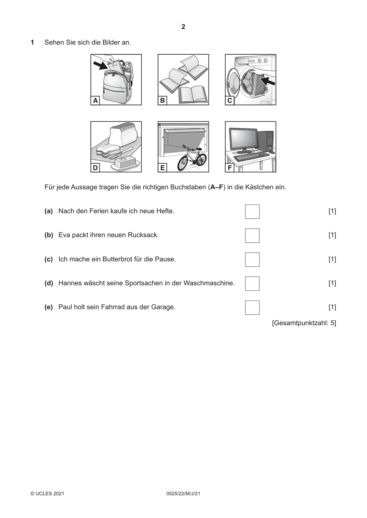 Cambridge IGCSE German - Foreign Language 0525 2021 May/June Paper 2 · Variant 2 question paper, page 2 of 12