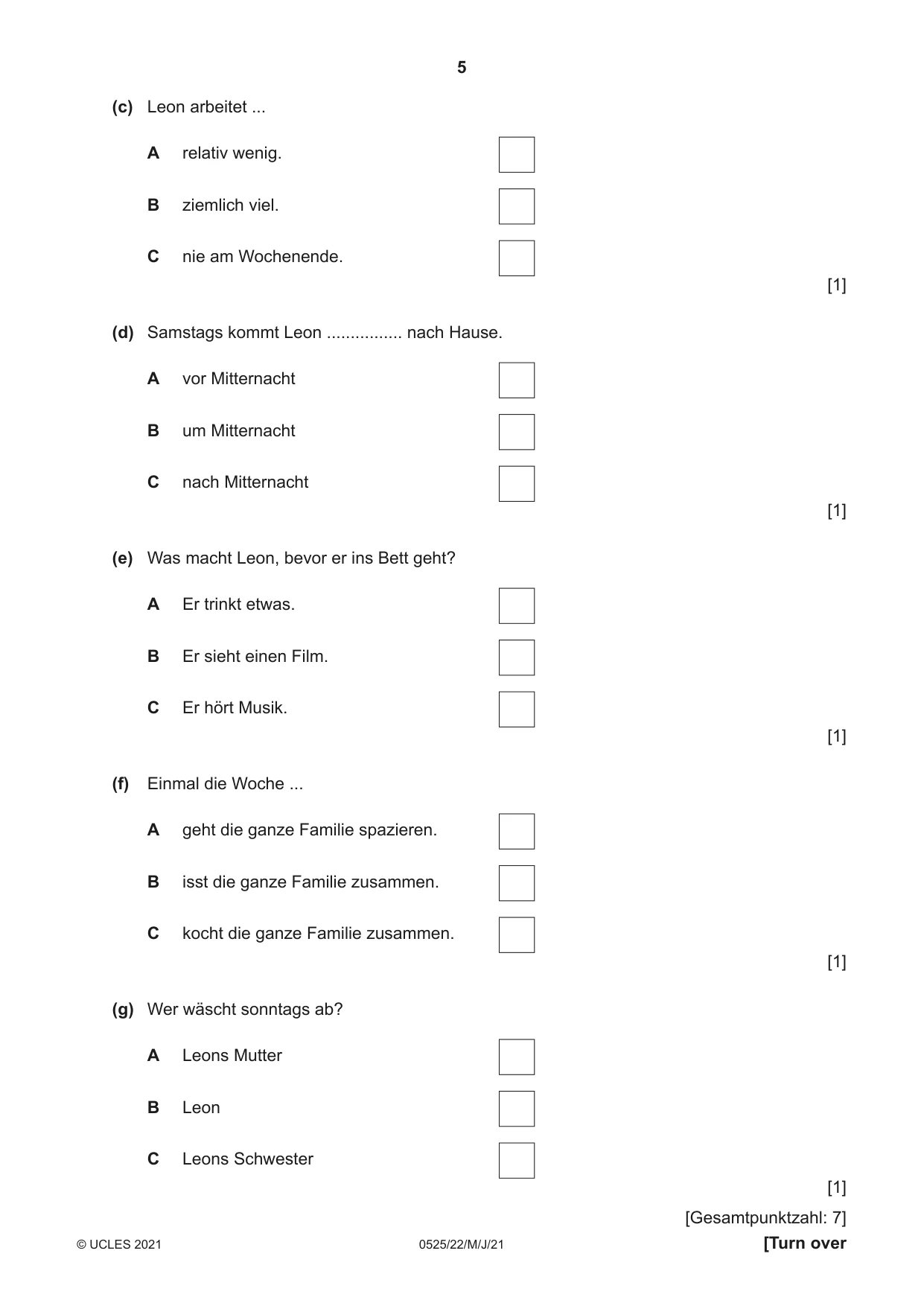 Cambridge IGCSE German - Foreign Language 0525 2021 May/June Paper 2 · Variant 2 question paper, page 5 of 12