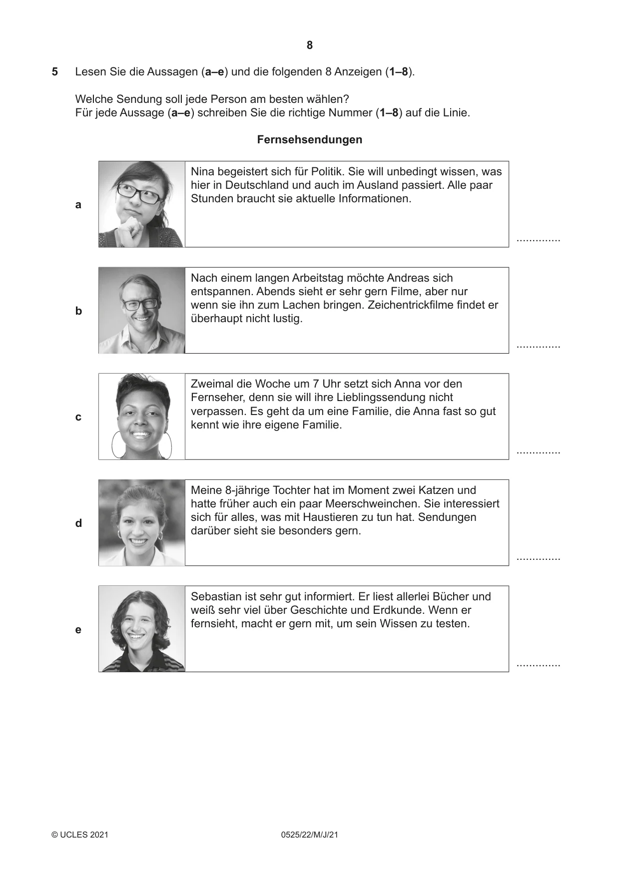 Cambridge IGCSE German - Foreign Language 0525 2021 May/June Paper 2 · Variant 2 question paper, page 8 of 12