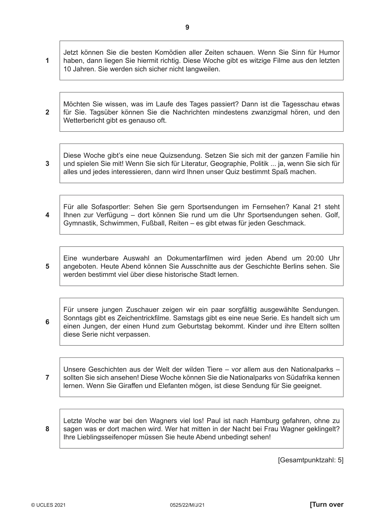 Cambridge IGCSE German - Foreign Language 0525 2021 May/June Paper 2 · Variant 2 question paper, page 9 of 12