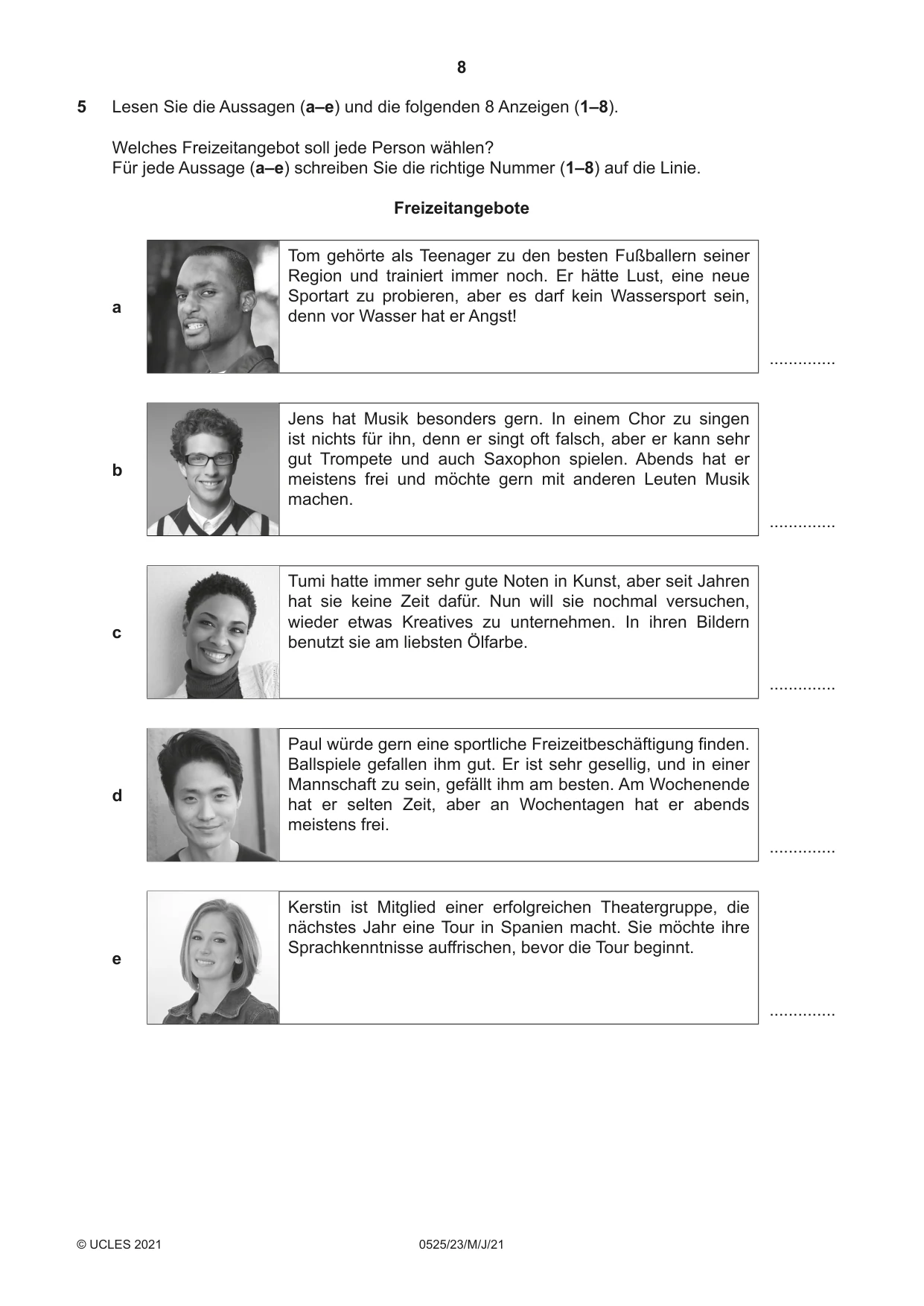 Cambridge IGCSE German - Foreign Language 0525 2021 May/June Paper 2 · Variant 3 question paper, page 8 of 12