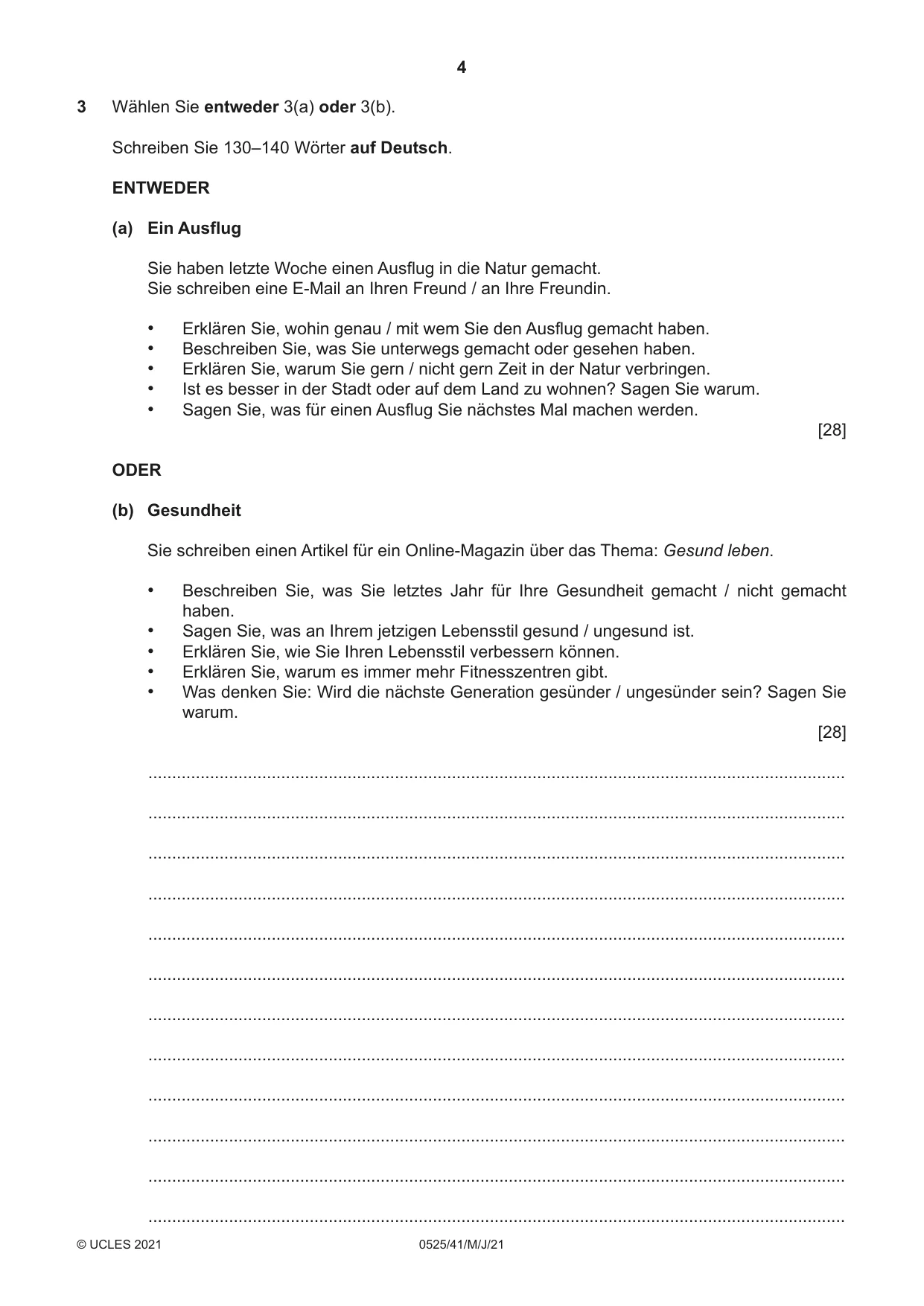 Cambridge IGCSE German - Foreign Language 0525 2021 May/June Paper 4 · Variant 1 question paper, page 4 of 8
