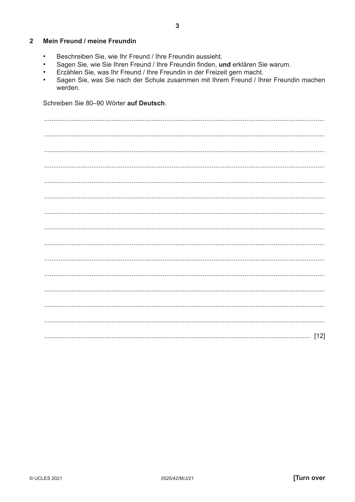 Cambridge IGCSE German - Foreign Language 0525 2021 May/June Paper 4 · Variant 2 question paper, page 3 of 8
