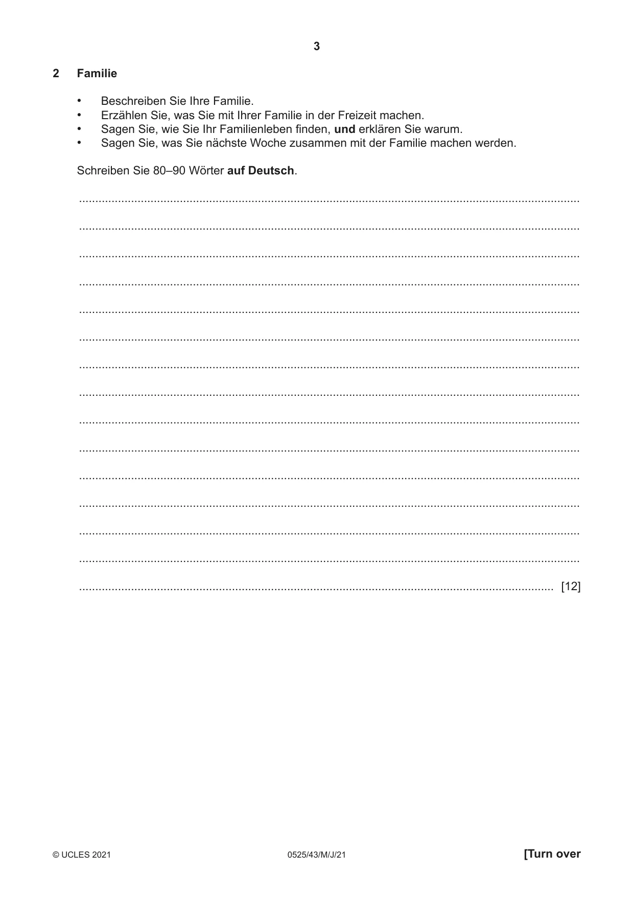 Cambridge IGCSE German - Foreign Language 0525 2021 May/June Paper 4 · Variant 3 question paper, page 3 of 8