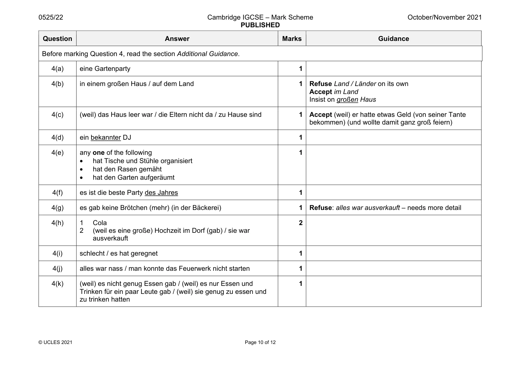 Mark scheme, page 10 of 12