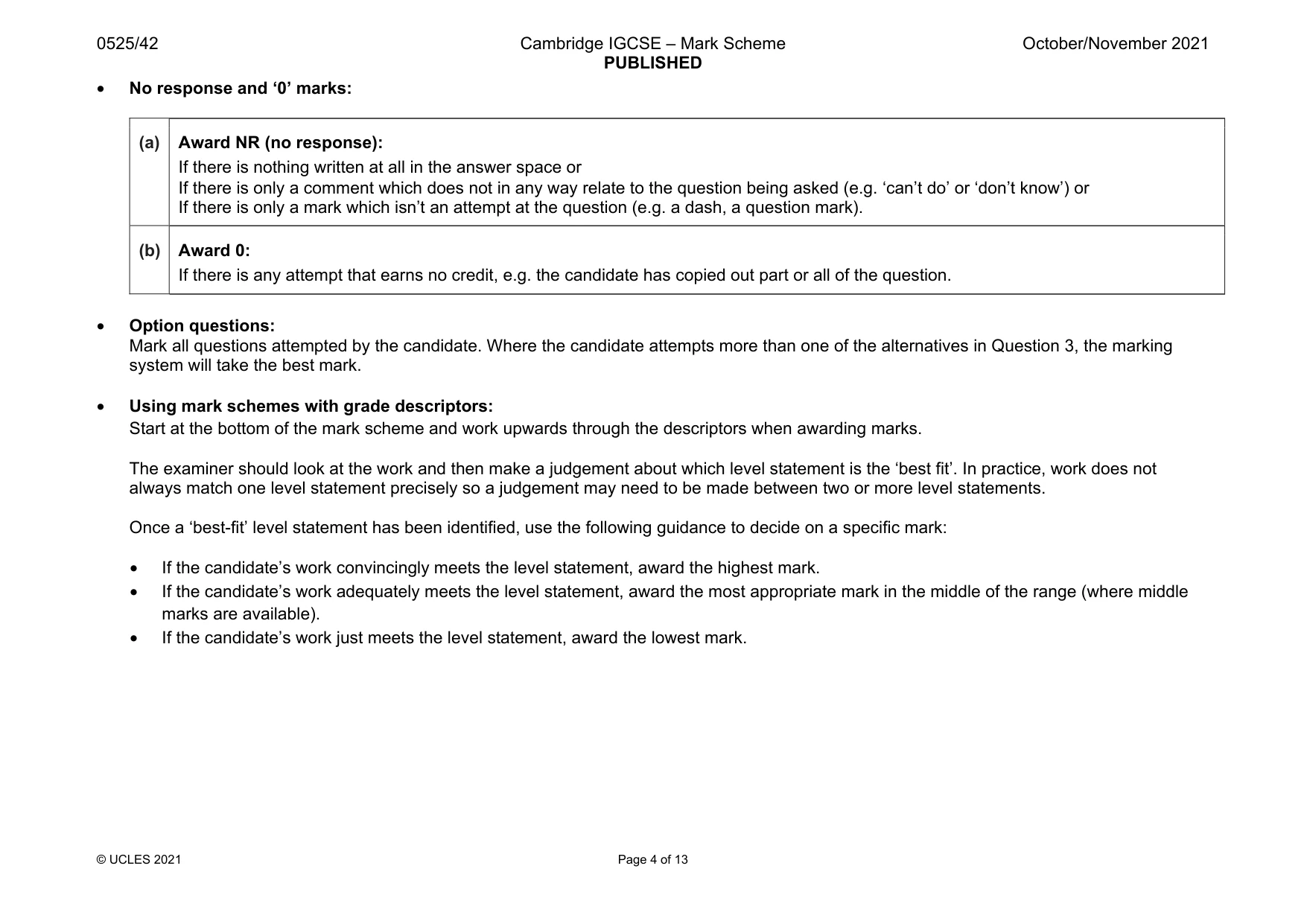 Mark scheme, page 4 of 13