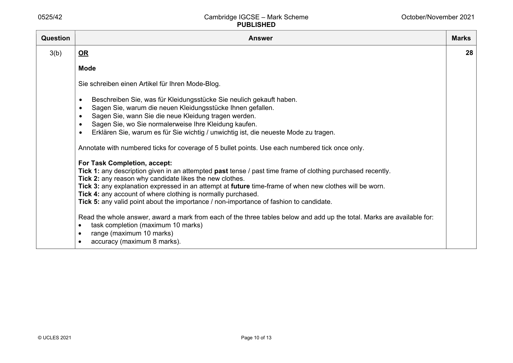 Mark scheme, page 10 of 13