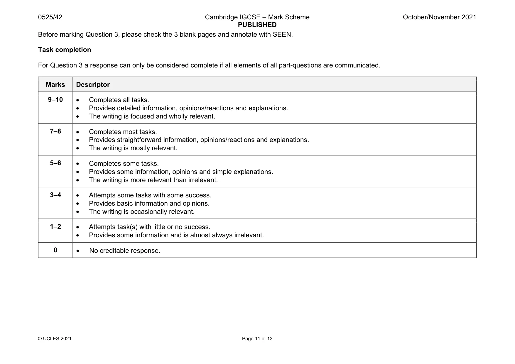 Mark scheme, page 11 of 13
