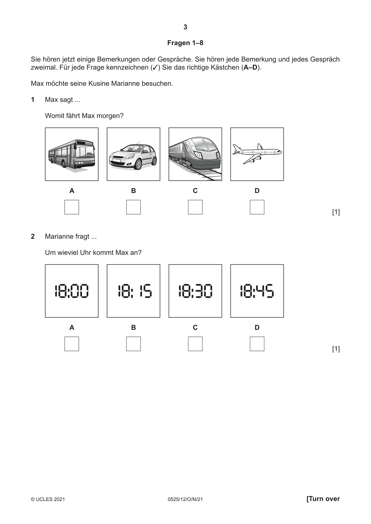 Cambridge IGCSE German - Foreign Language 0525 2021 Oct/Nov Paper 1 · Variant 2 question paper, page 3 of 16
