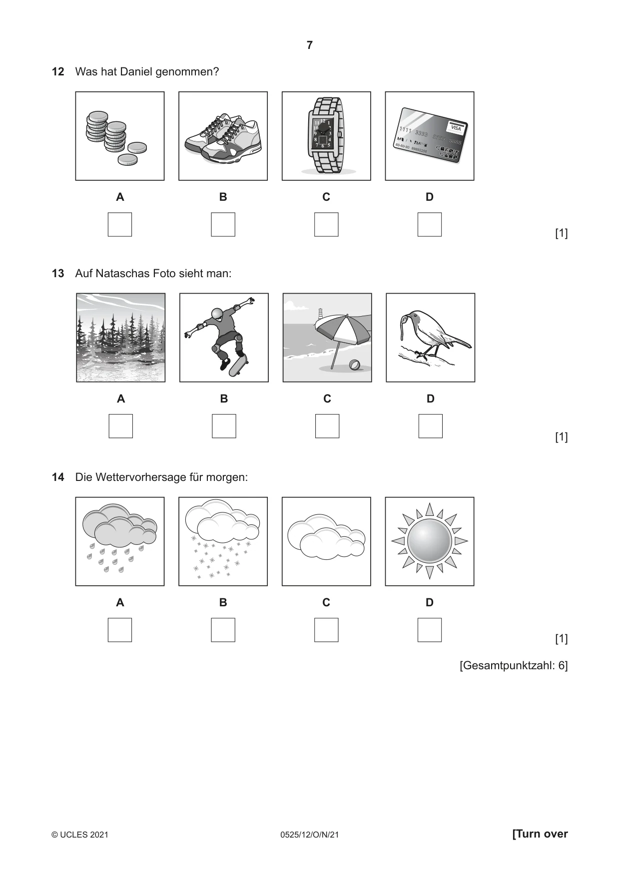 Cambridge IGCSE German - Foreign Language 0525 2021 Oct/Nov Paper 1 · Variant 2 question paper, page 7 of 16