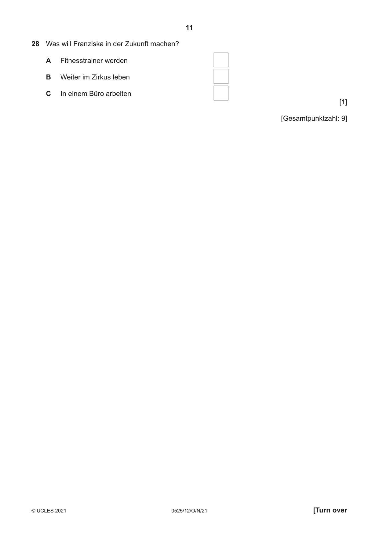 Cambridge IGCSE German - Foreign Language 0525 2021 Oct/Nov Paper 1 · Variant 2 question paper, page 11 of 16