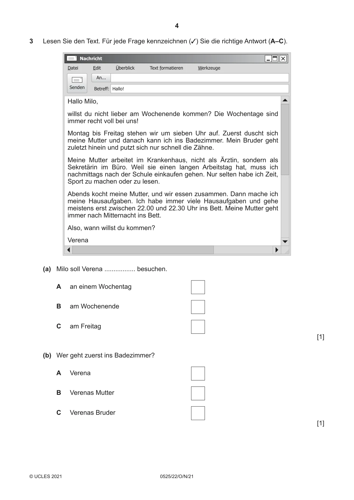 Cambridge IGCSE German - Foreign Language 0525 2021 Oct/Nov Paper 2 · Variant 2 question paper, page 4 of 12