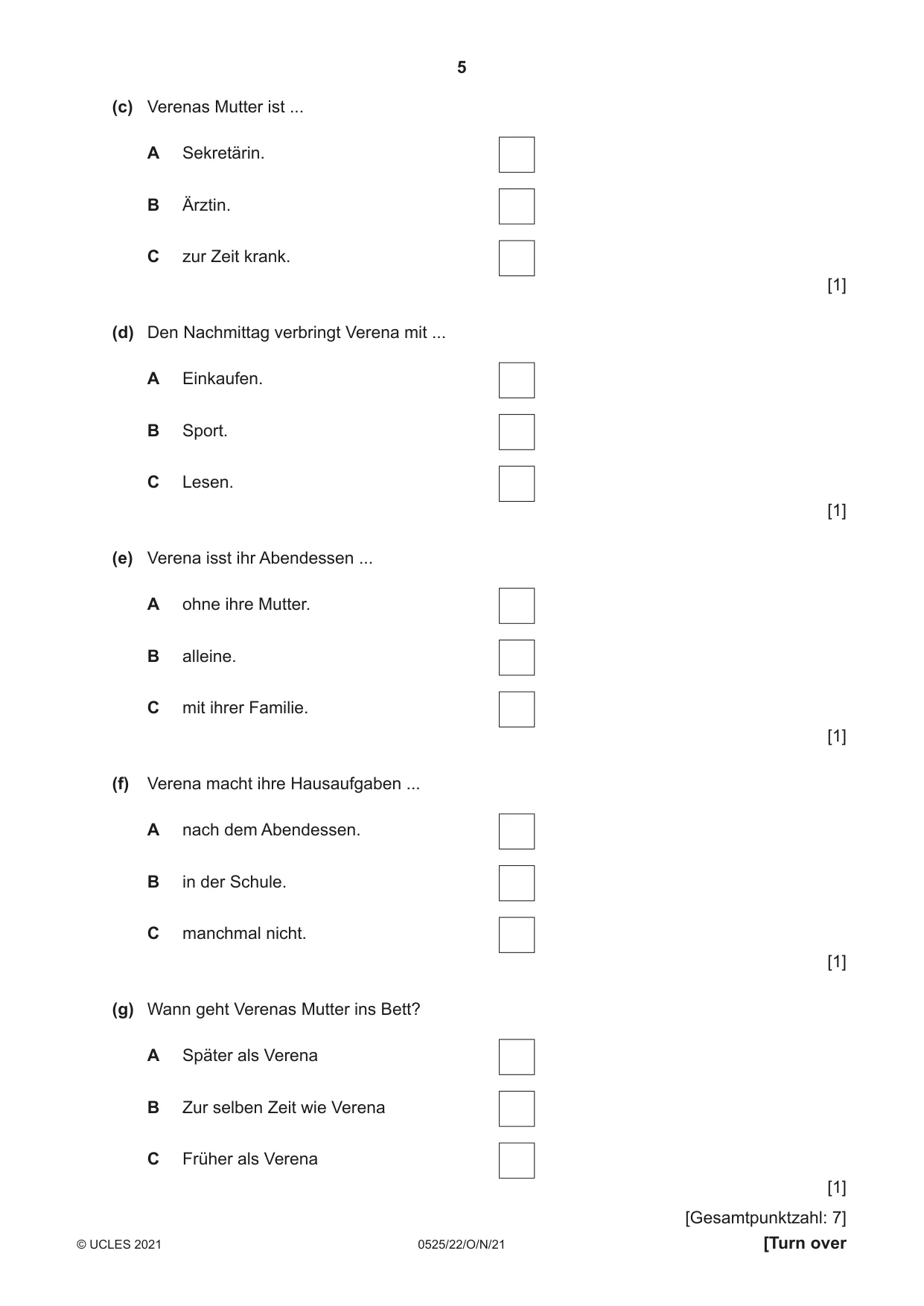 Cambridge IGCSE German - Foreign Language 0525 2021 Oct/Nov Paper 2 · Variant 2 question paper, page 5 of 12