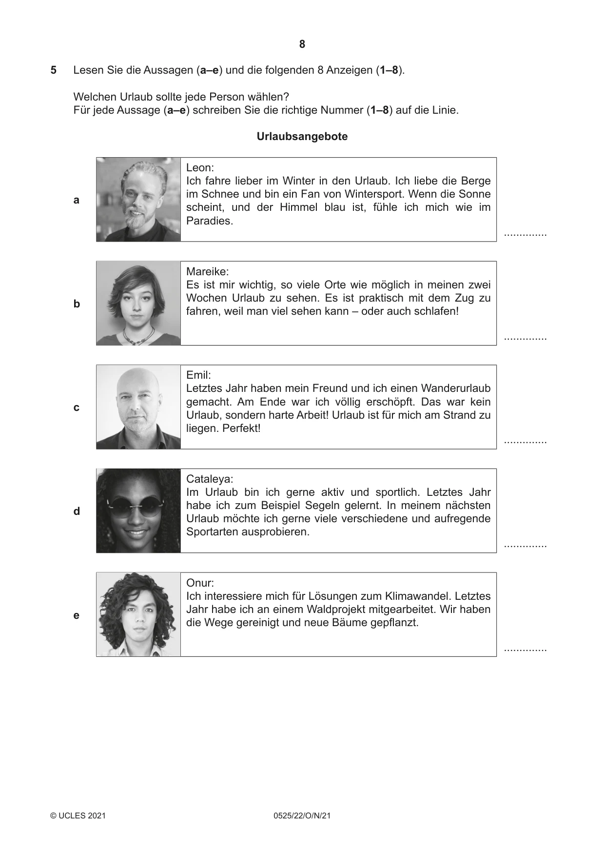 Cambridge IGCSE German - Foreign Language 0525 2021 Oct/Nov Paper 2 · Variant 2 question paper, page 8 of 12