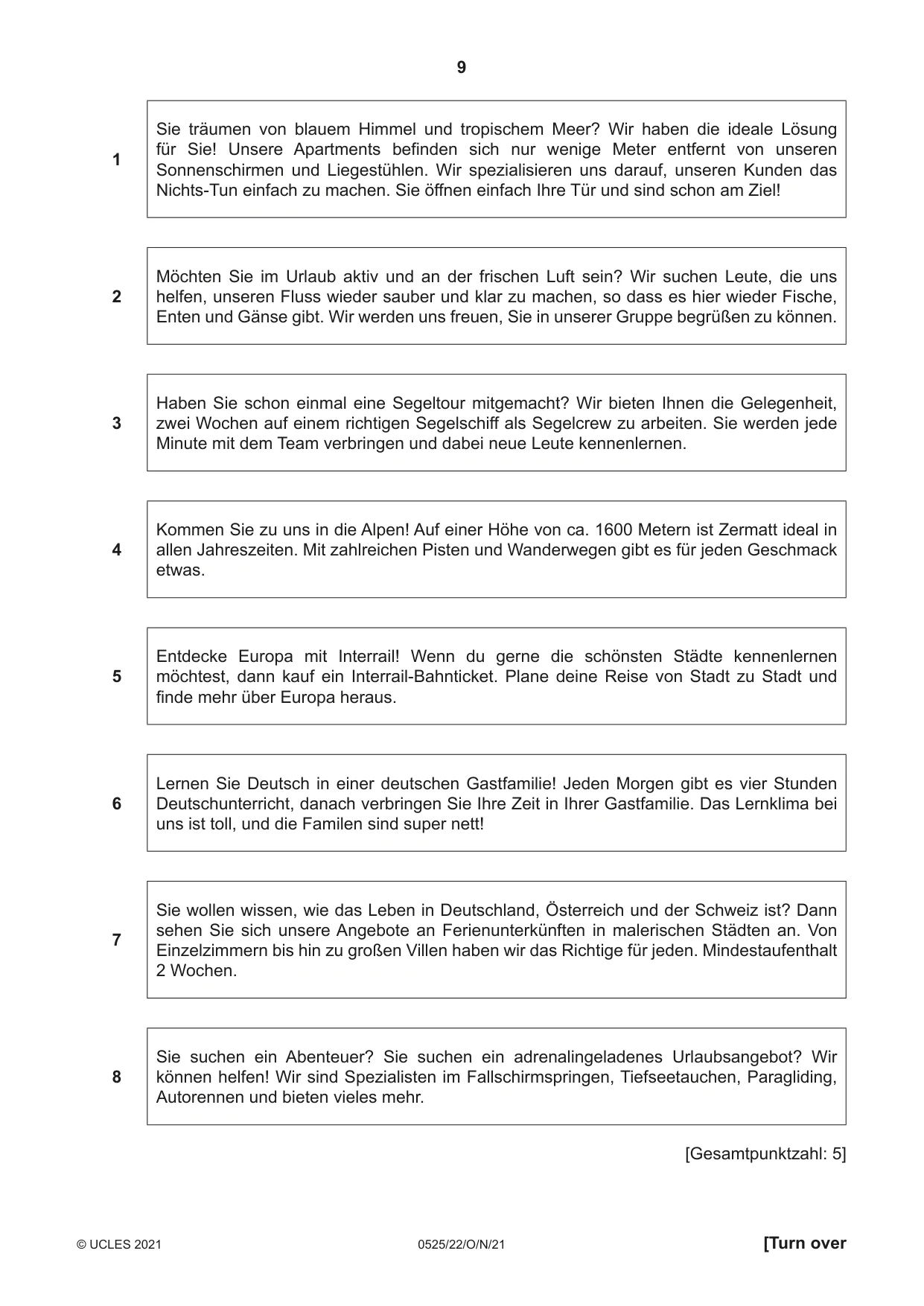 Cambridge IGCSE German - Foreign Language 0525 2021 Oct/Nov Paper 2 · Variant 2 question paper, page 9 of 12