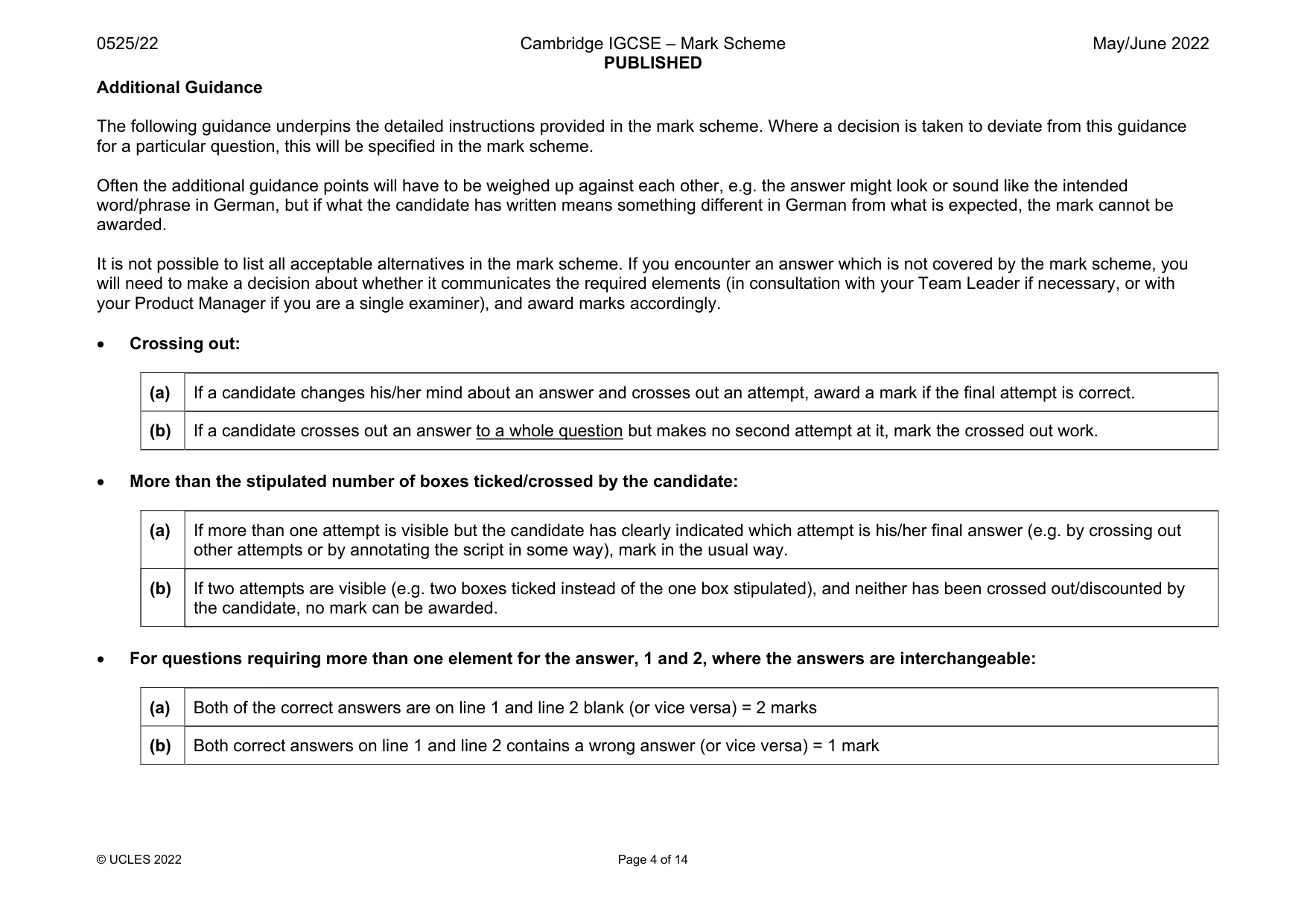 Mark scheme, page 4 of 14