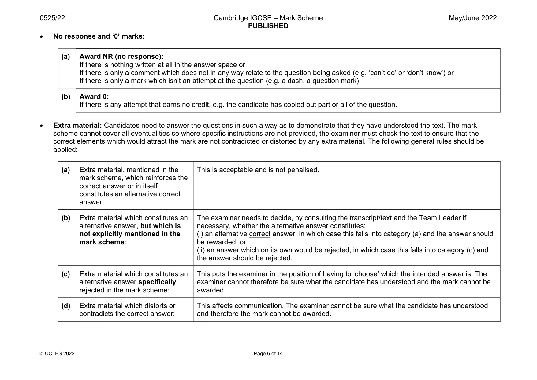 Mark scheme, page 6 of 14