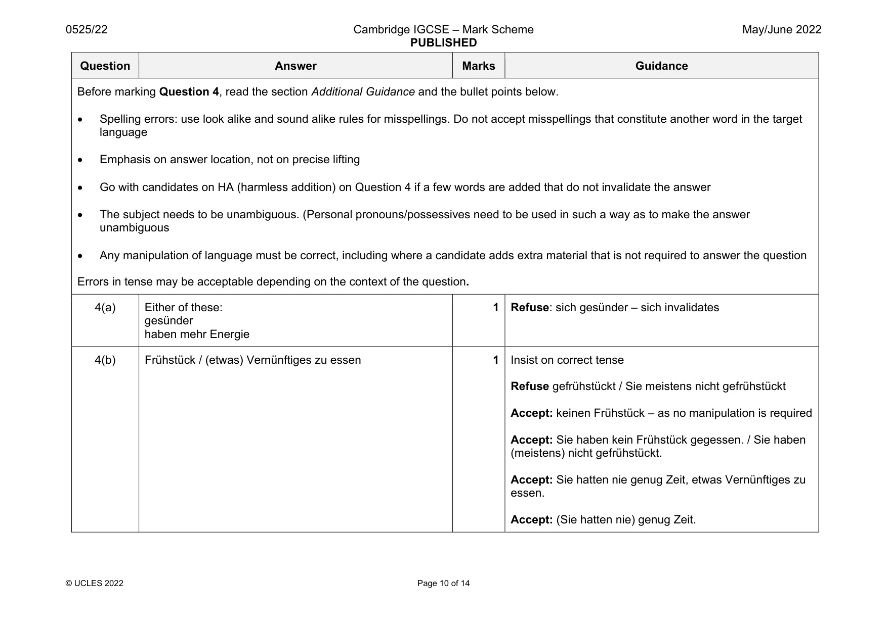 Mark scheme, page 10 of 14