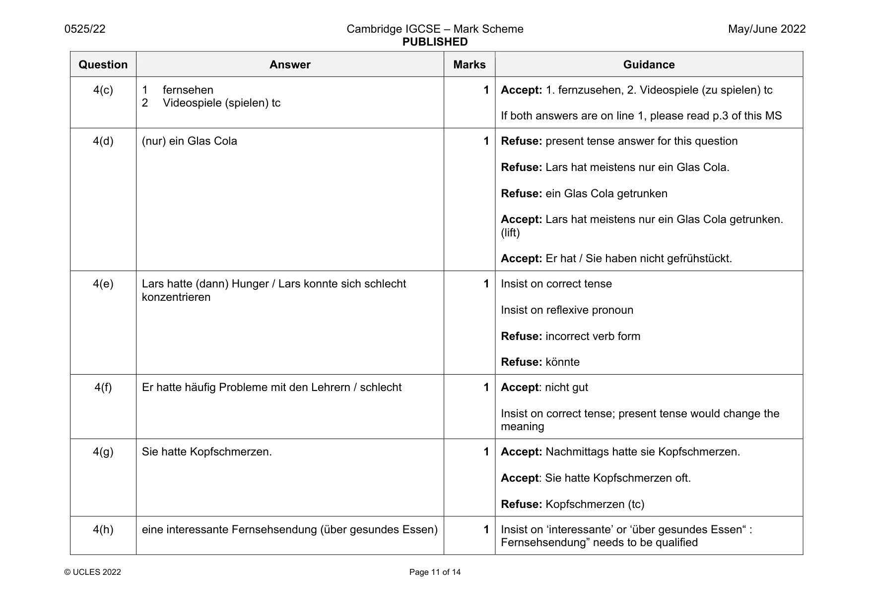 Mark scheme, page 11 of 14