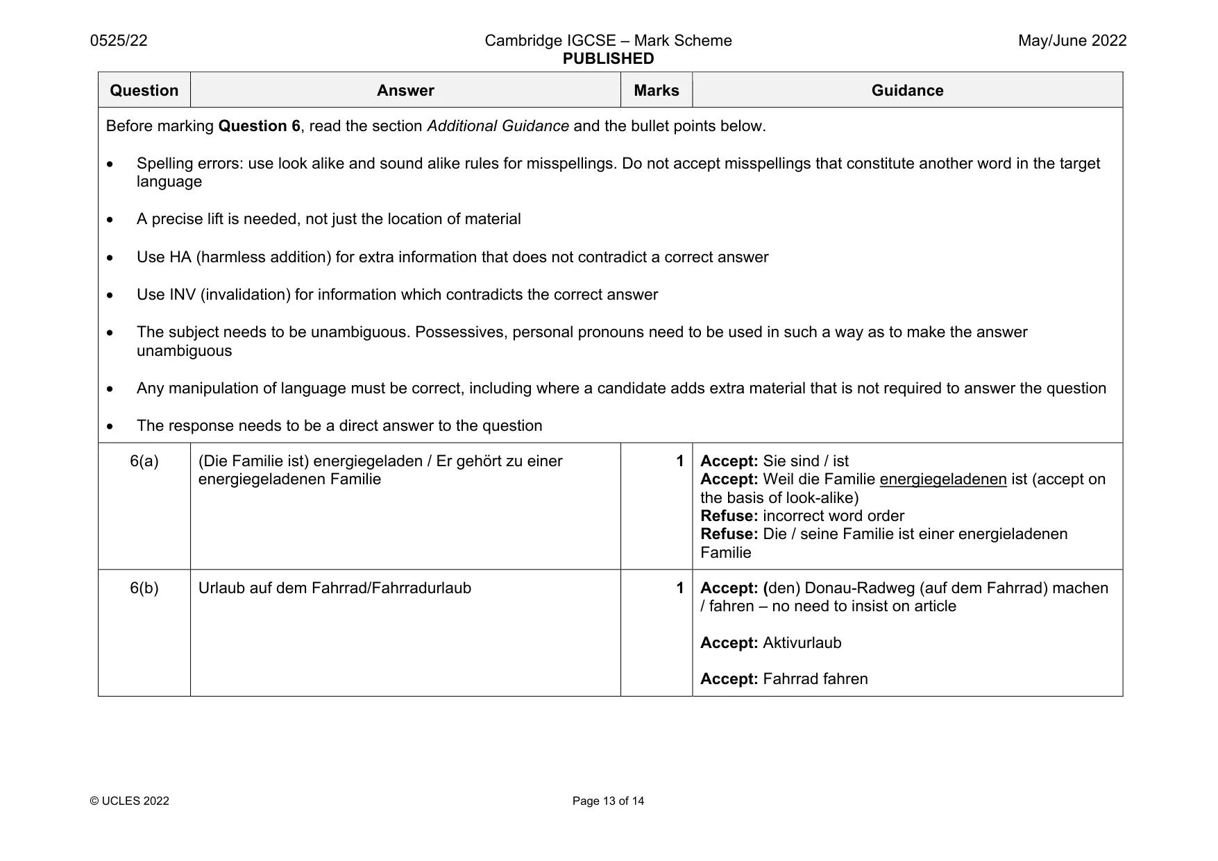 Mark scheme, page 13 of 14