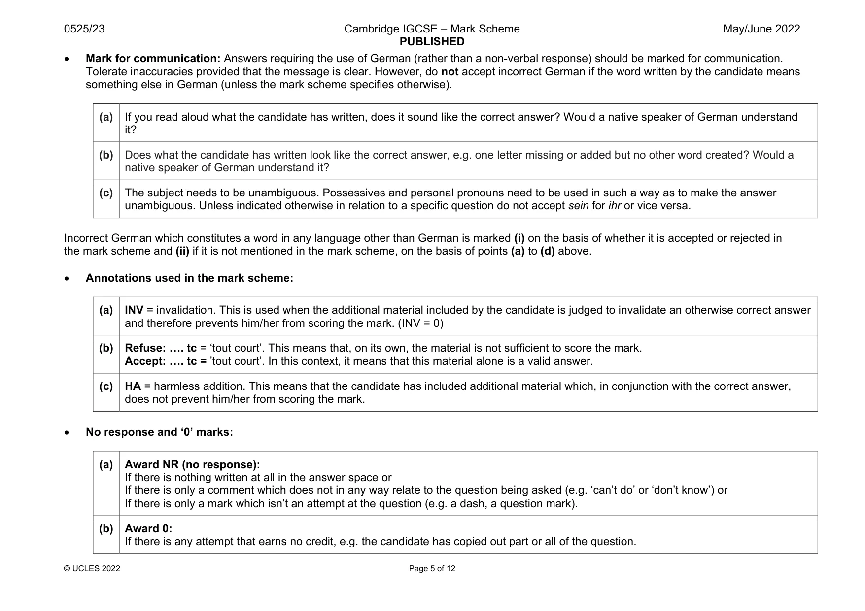Mark scheme, page 5 of 12