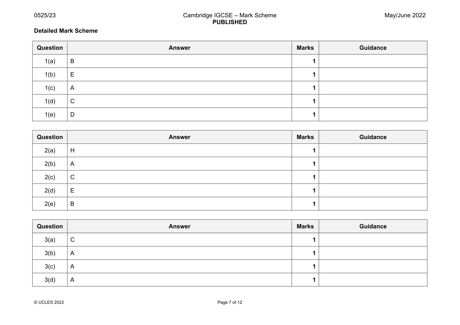 Mark scheme, page 7 of 12