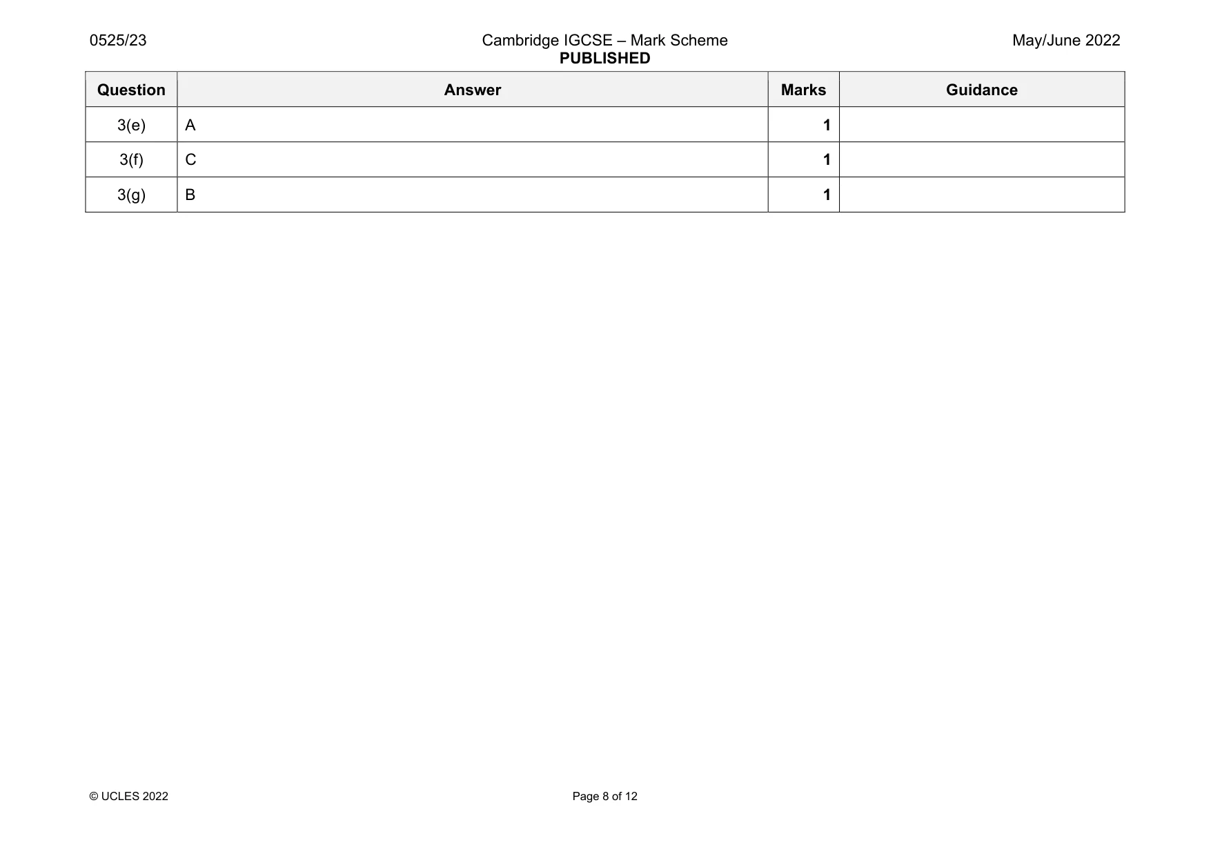 Mark scheme, page 8 of 12