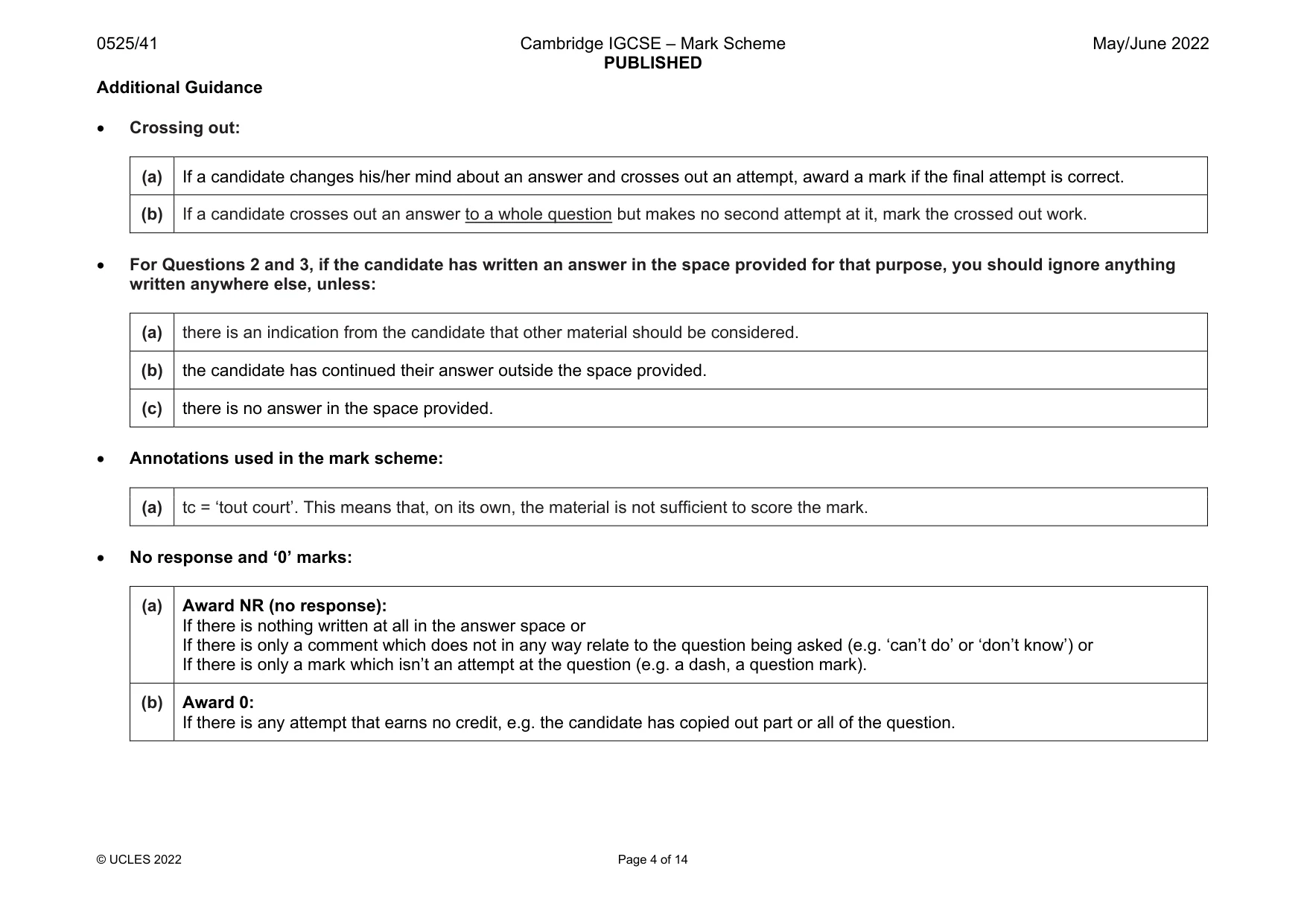Mark scheme, page 4 of 14