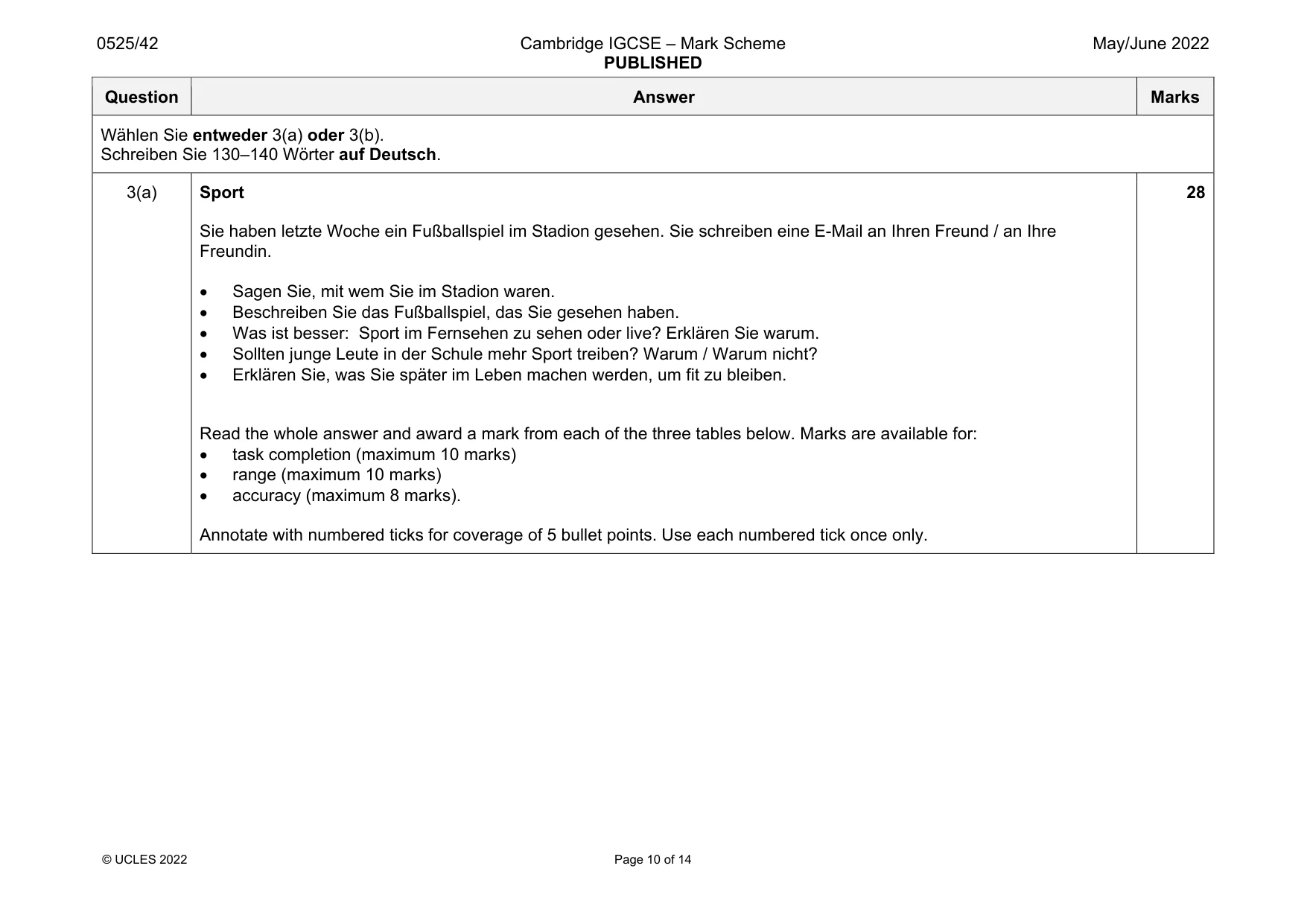 Mark scheme, page 10 of 14