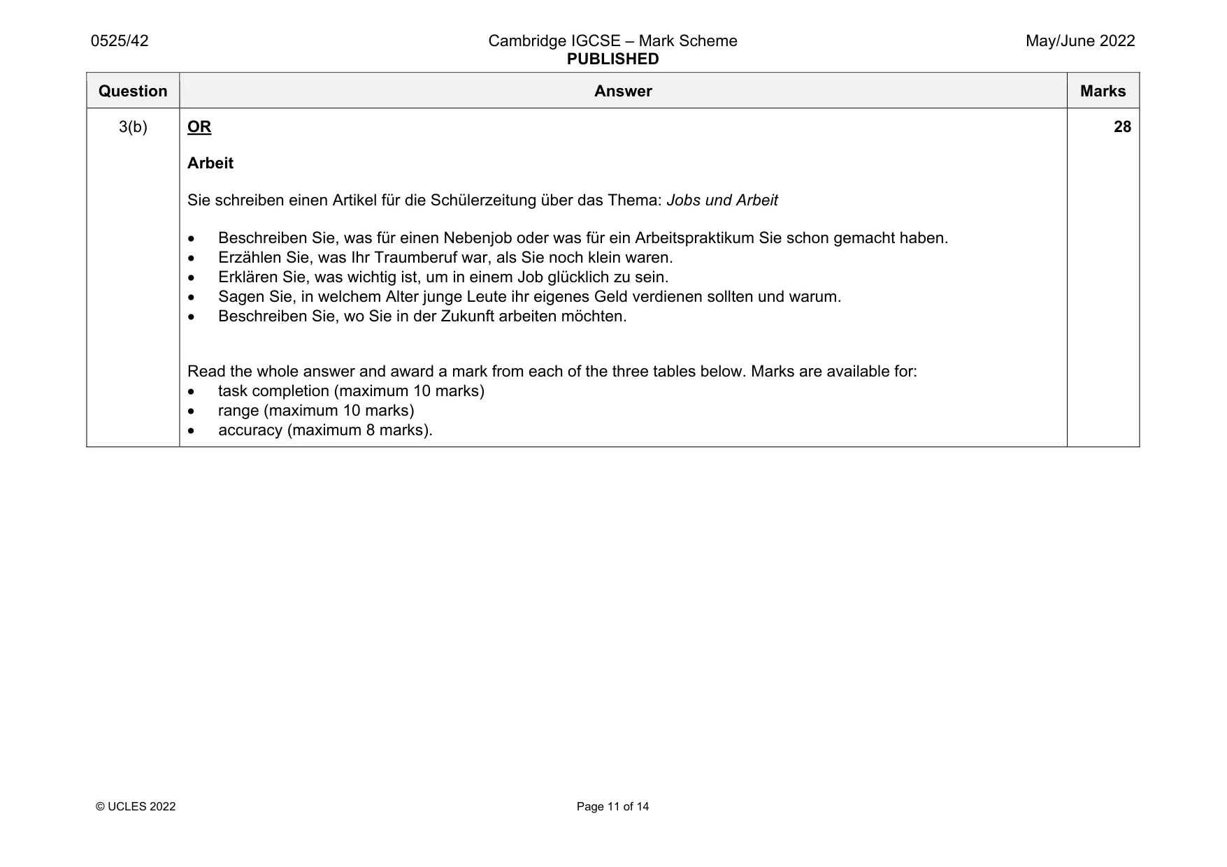 Mark scheme, page 11 of 14