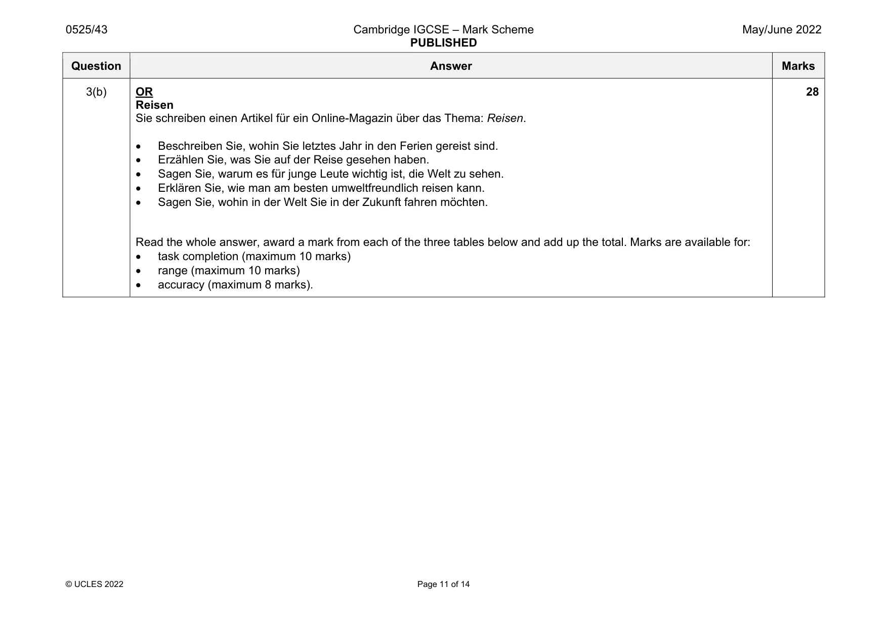 Mark scheme, page 11 of 14