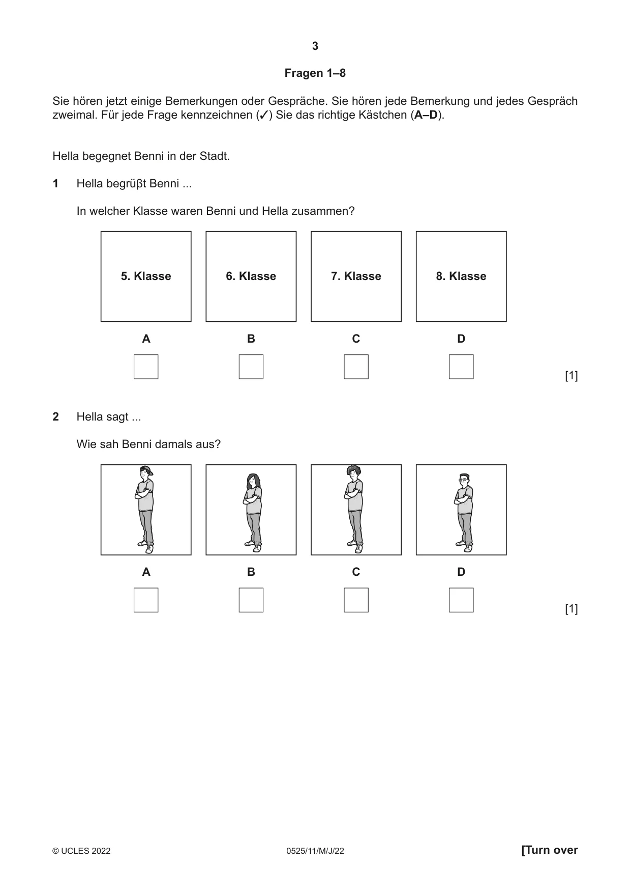 Cambridge IGCSE German - Foreign Language 0525 2022 May/June Paper 1 · Variant 1 question paper, page 3 of 16