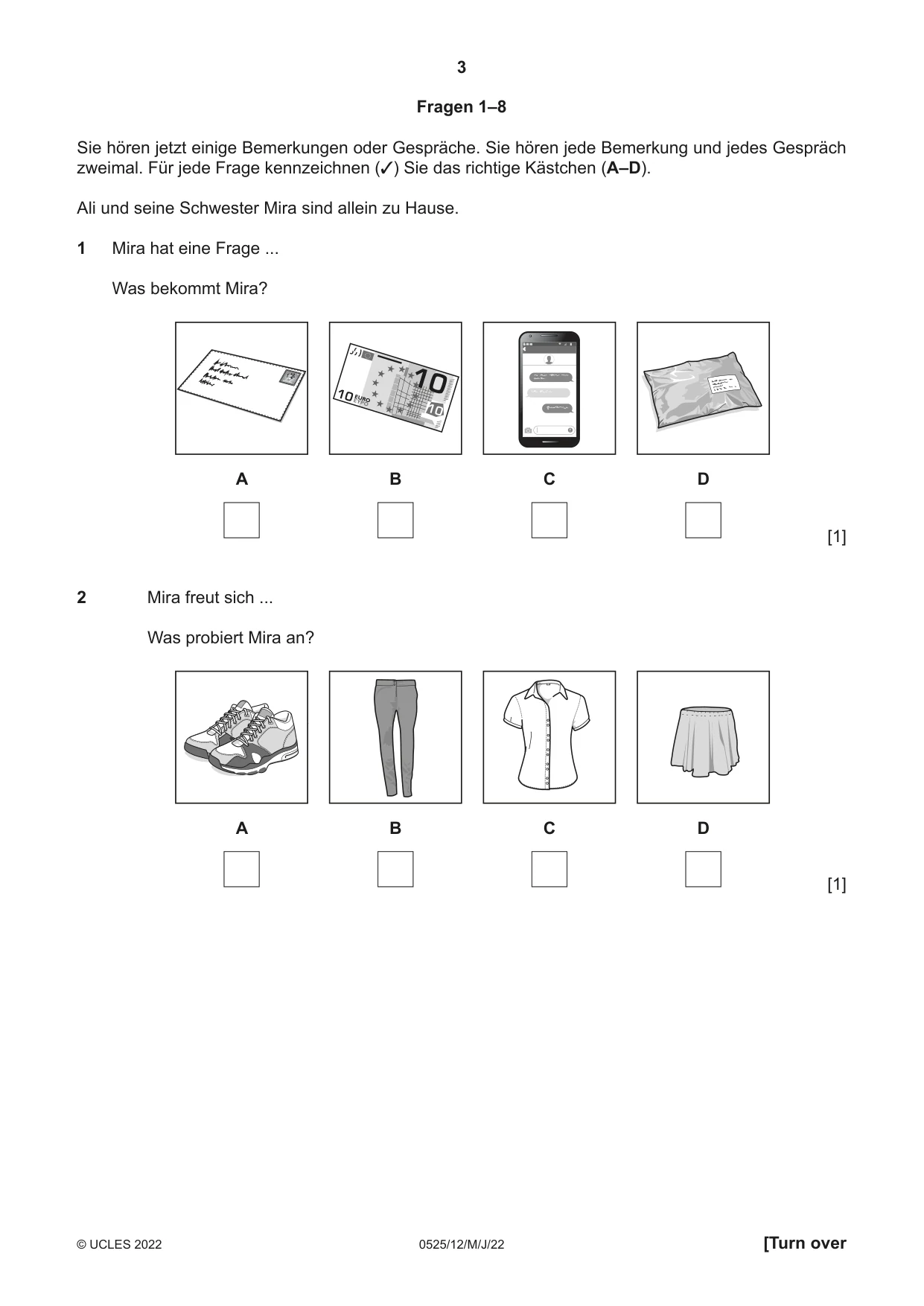 Cambridge IGCSE German - Foreign Language 0525 2022 May/June Paper 1 · Variant 2 question paper, page 3 of 16